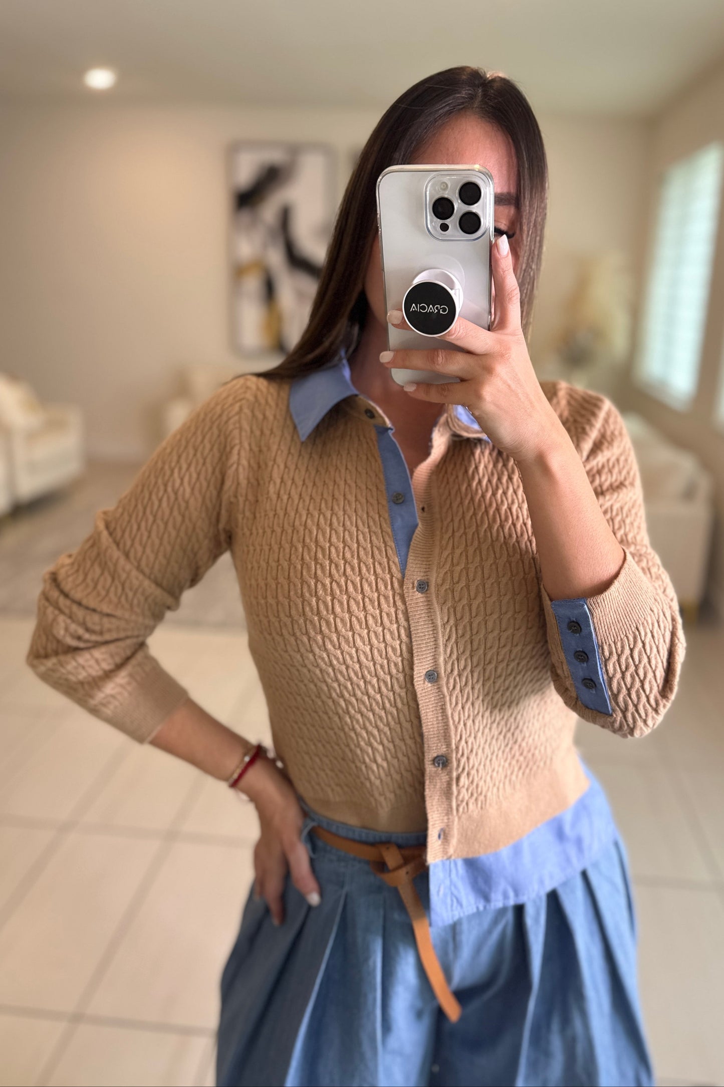 Magnetic Contrast Mocha Sweater