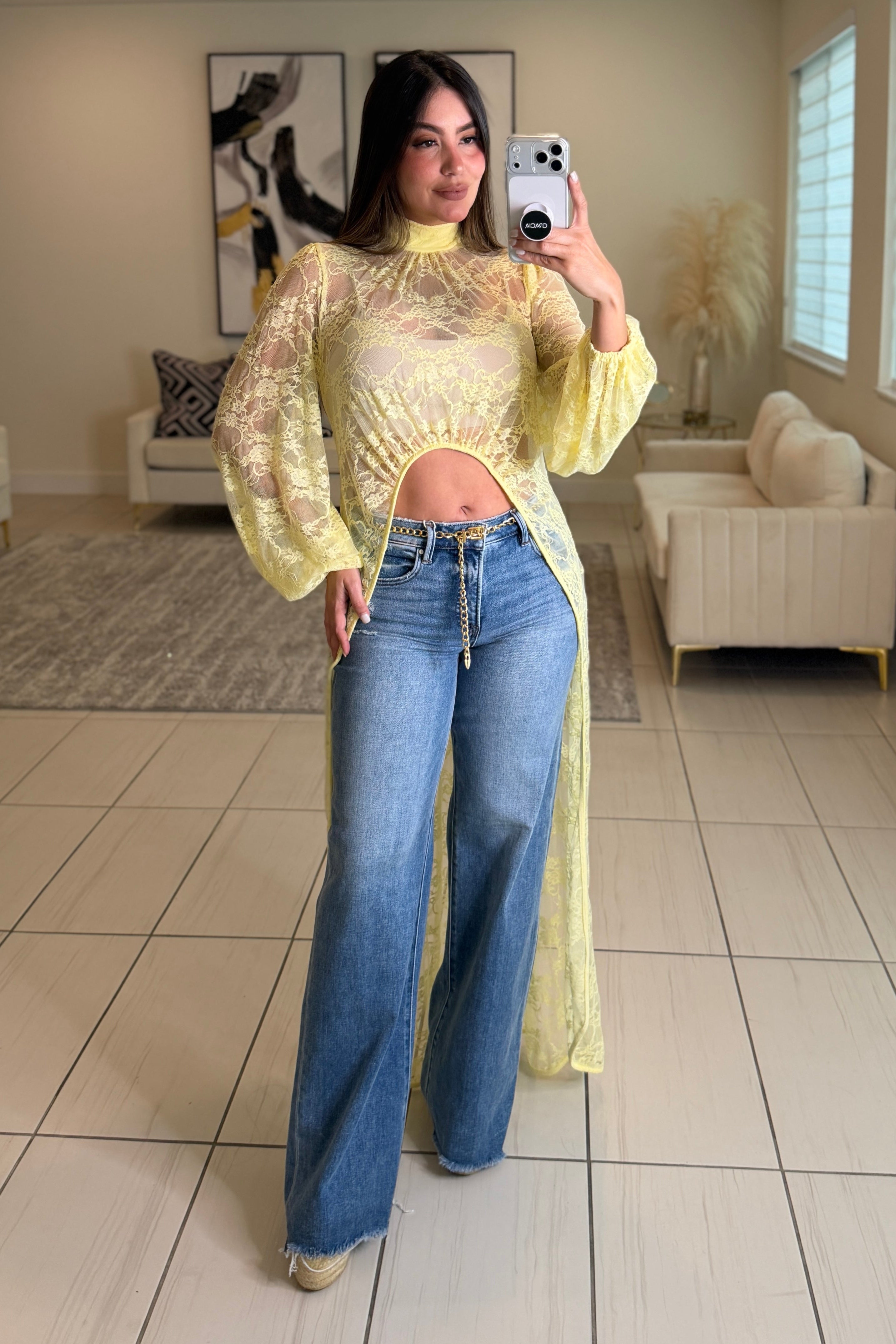 Eternal Muse Lace Yellow Maxi Top