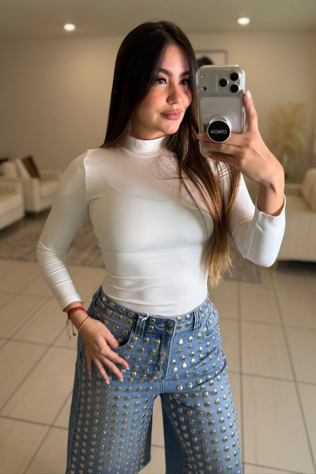 Iconic High Neck White Basic Top