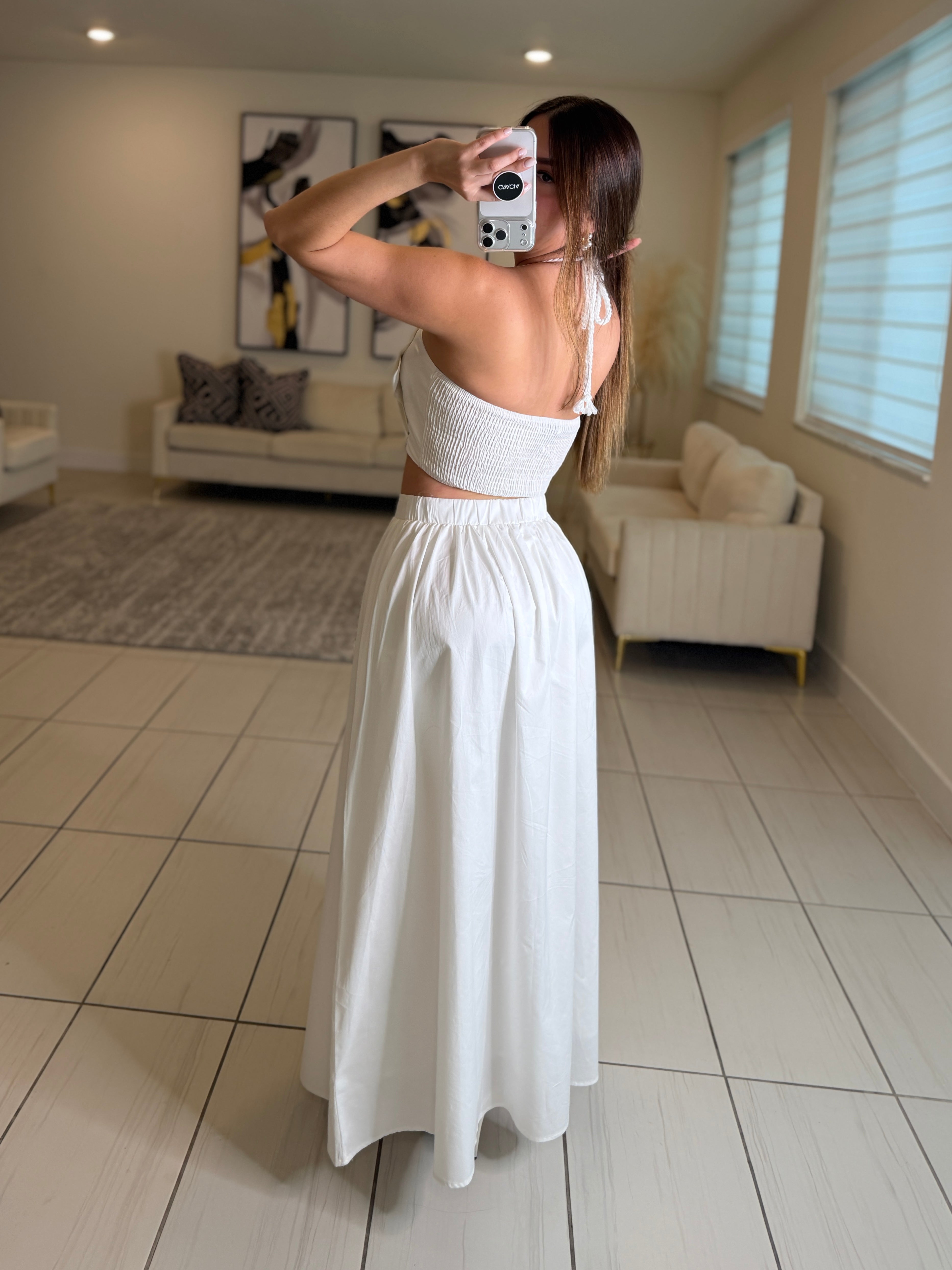 Delicate Essence Floral White Skirt Set