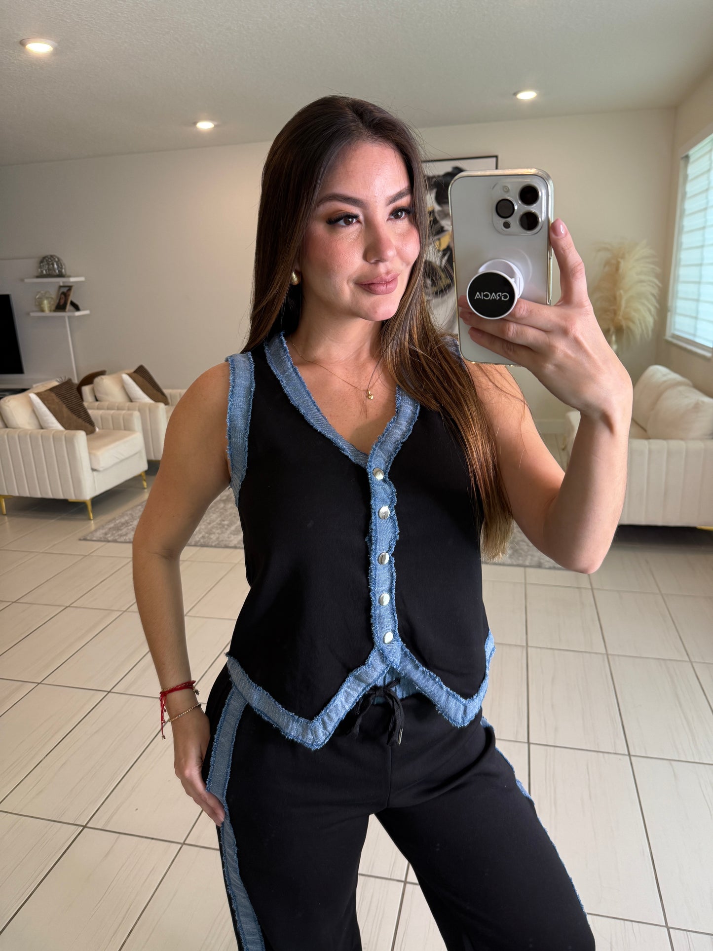 Iconic Black and Denim Contrast Set