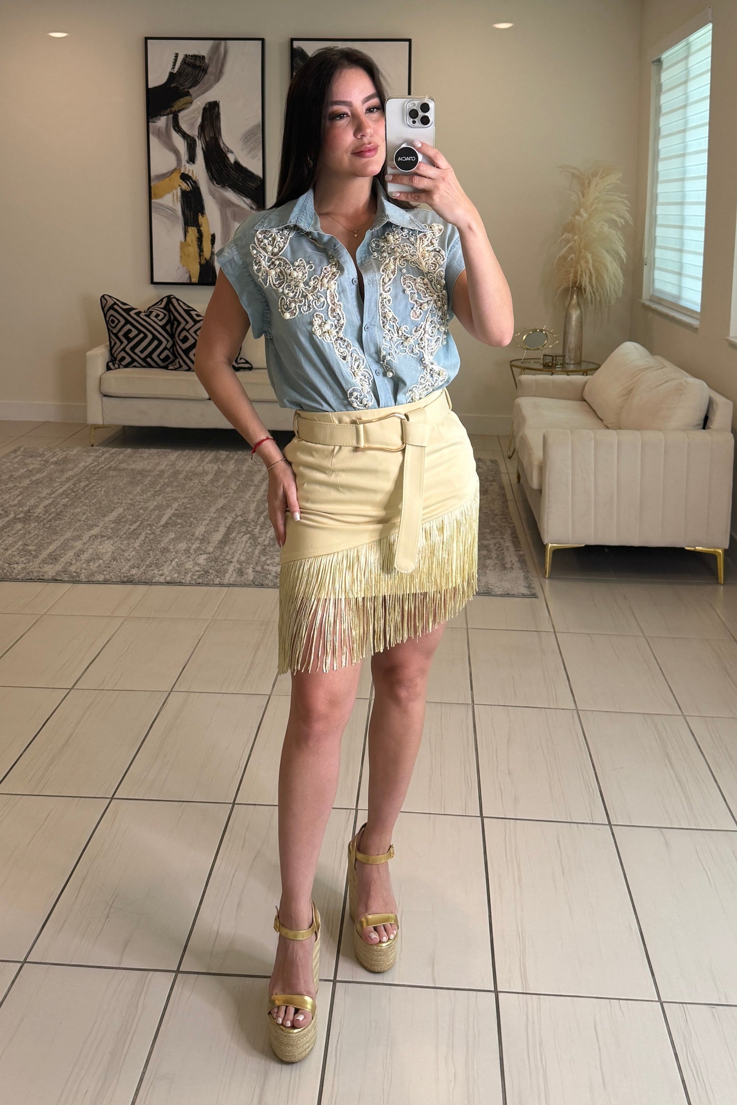 Glow Sand Fringe Skirt