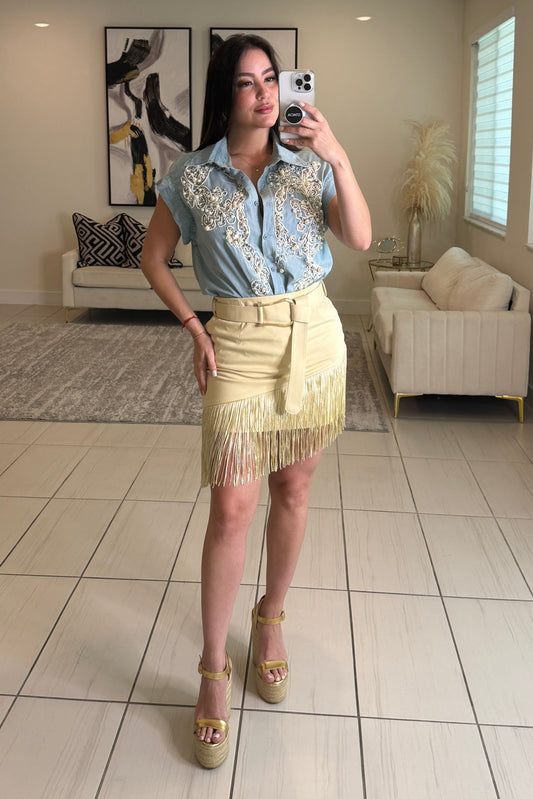 Glow Sand Fringe Skirt