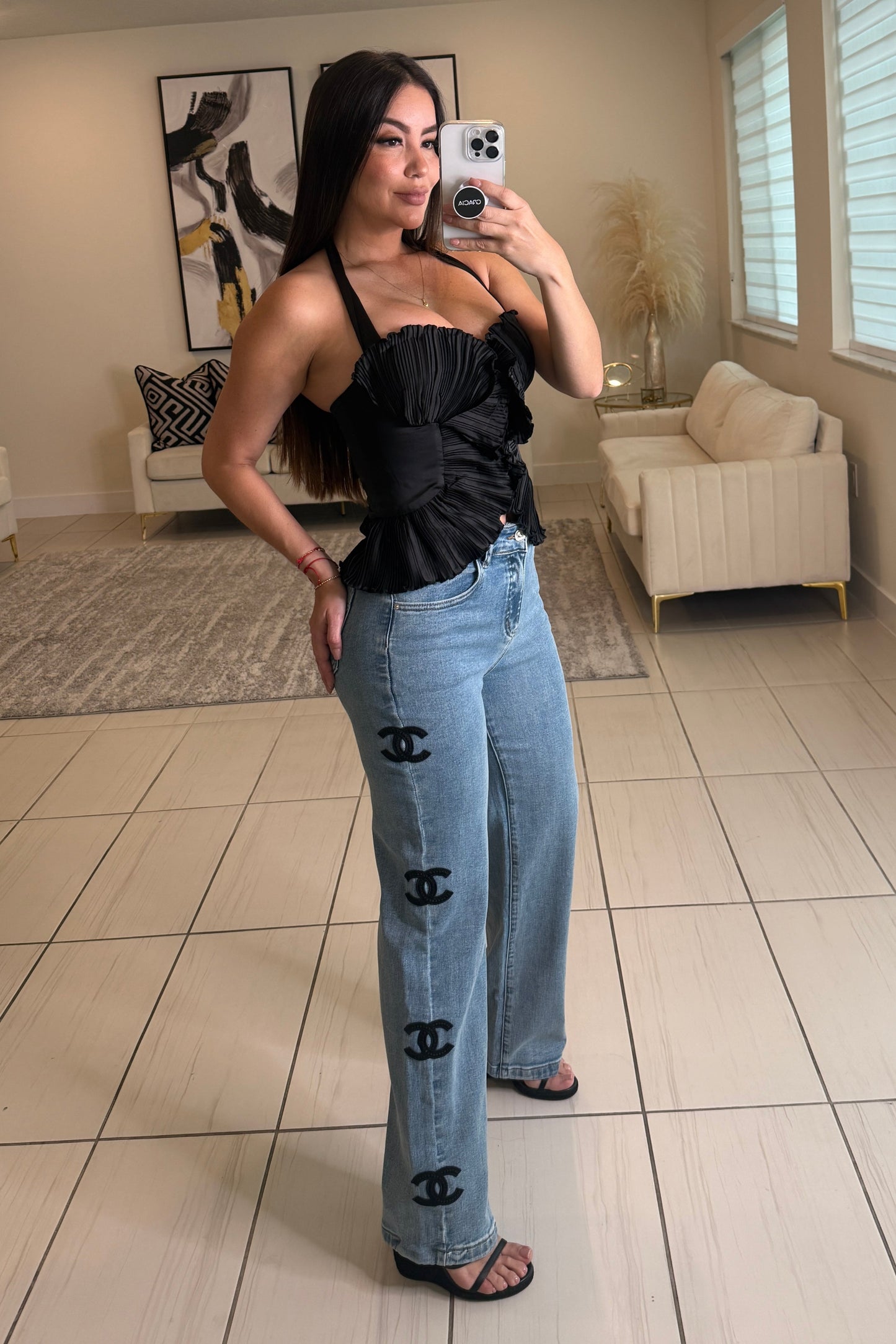 Shadow Bloom Black Top
