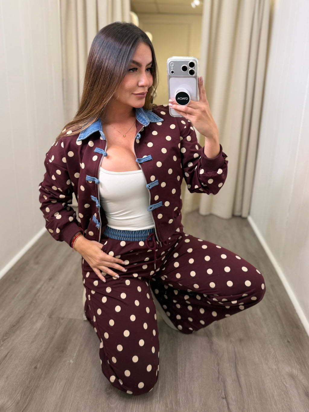 Oriental Polka Burgundy Pant Set