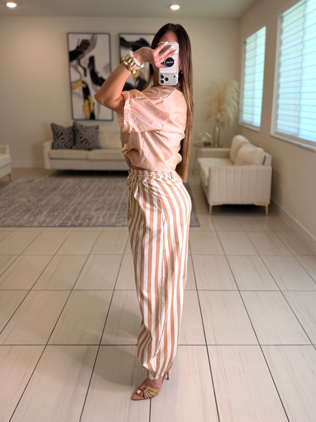 Gravity Stripes Beige Pants