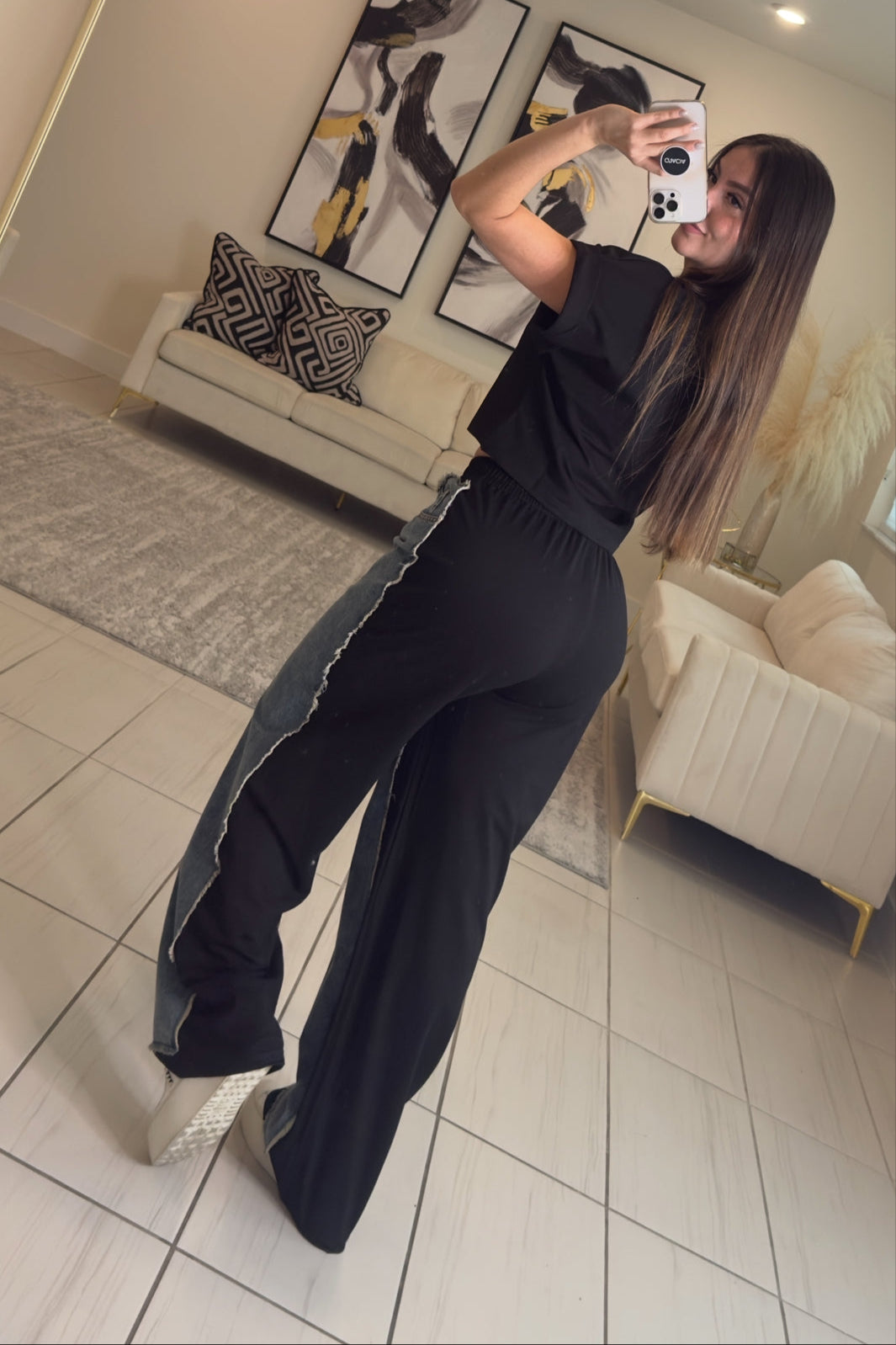 Iconic Structure Black Pants Set
