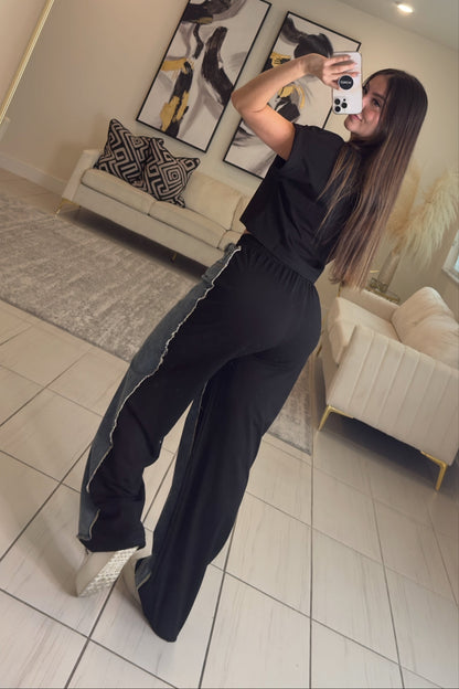 Iconic Structure Black Pants Set
