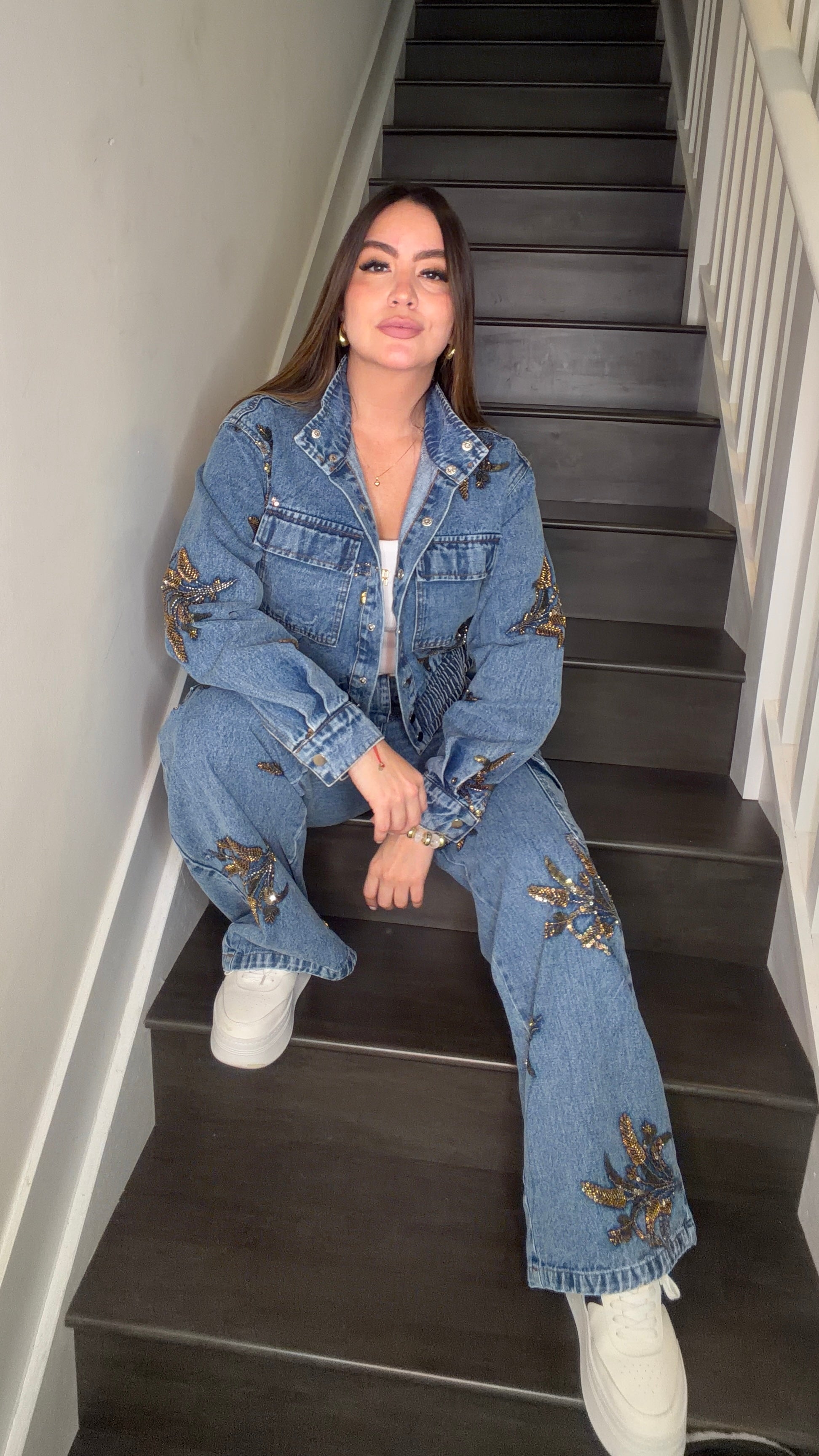 Wild Ornate Denim Pant Set