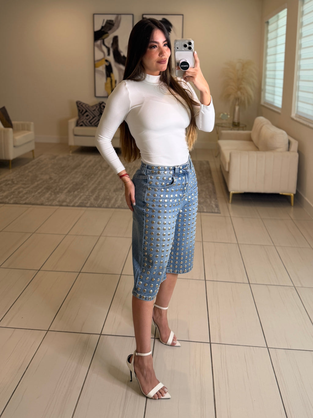 Iconic High Neck White Basic Top