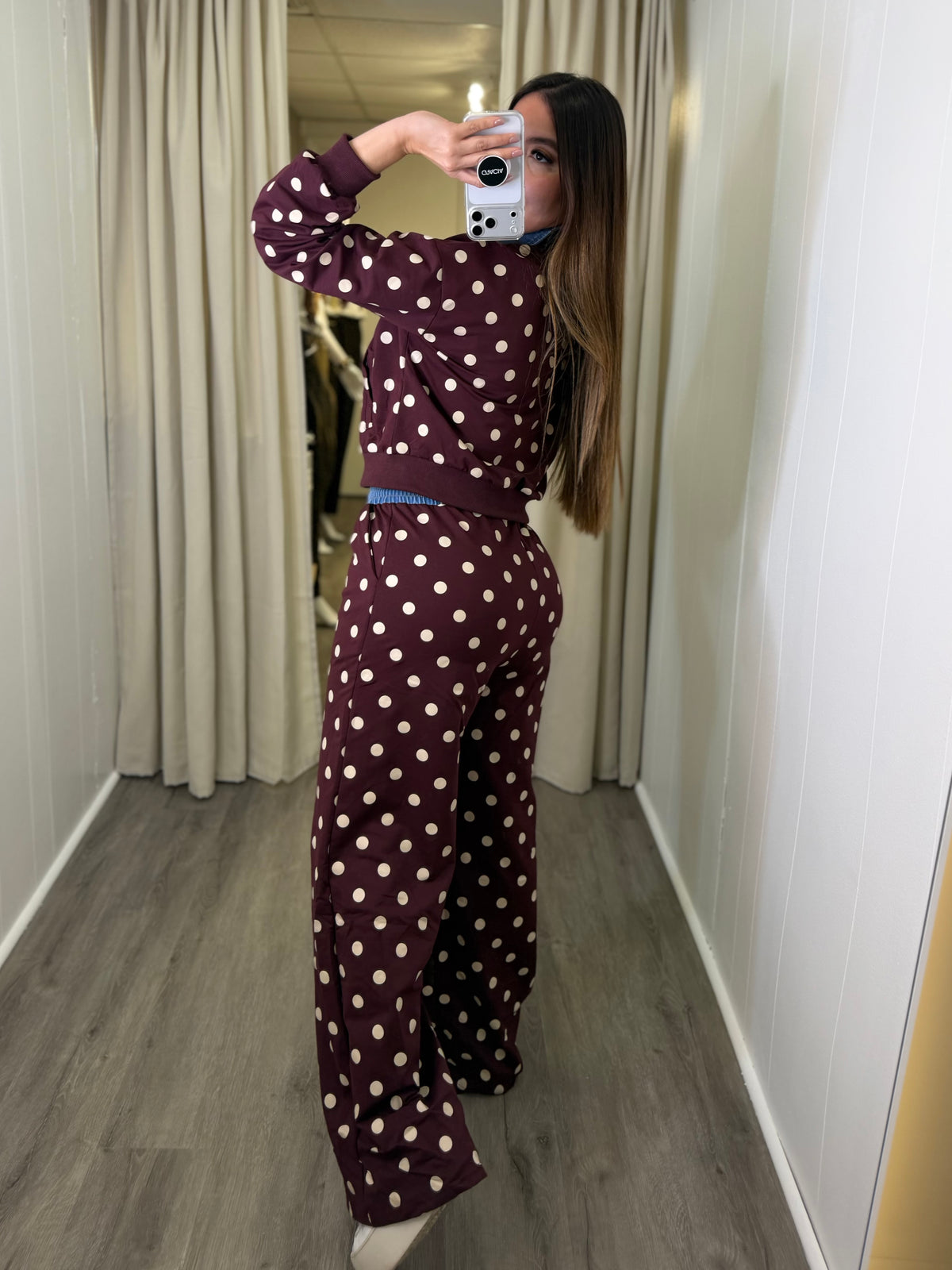 Oriental Polka Burgundy Pant Set