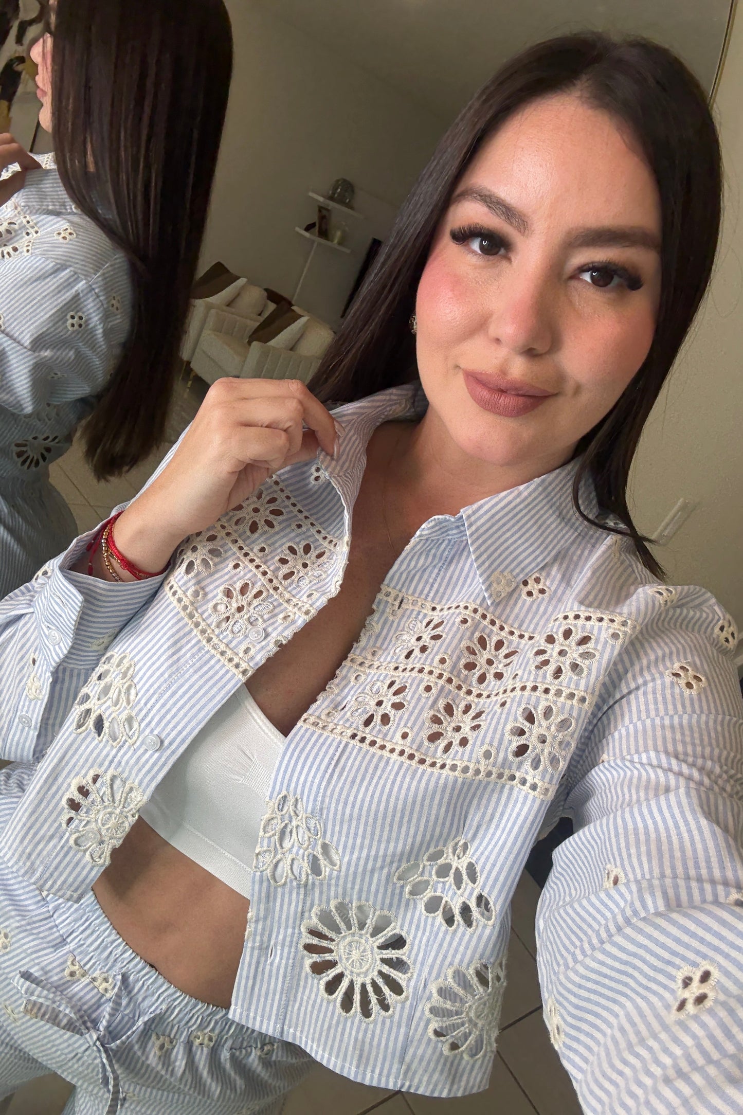 Sundown Ease Stripes Blue Pant Set