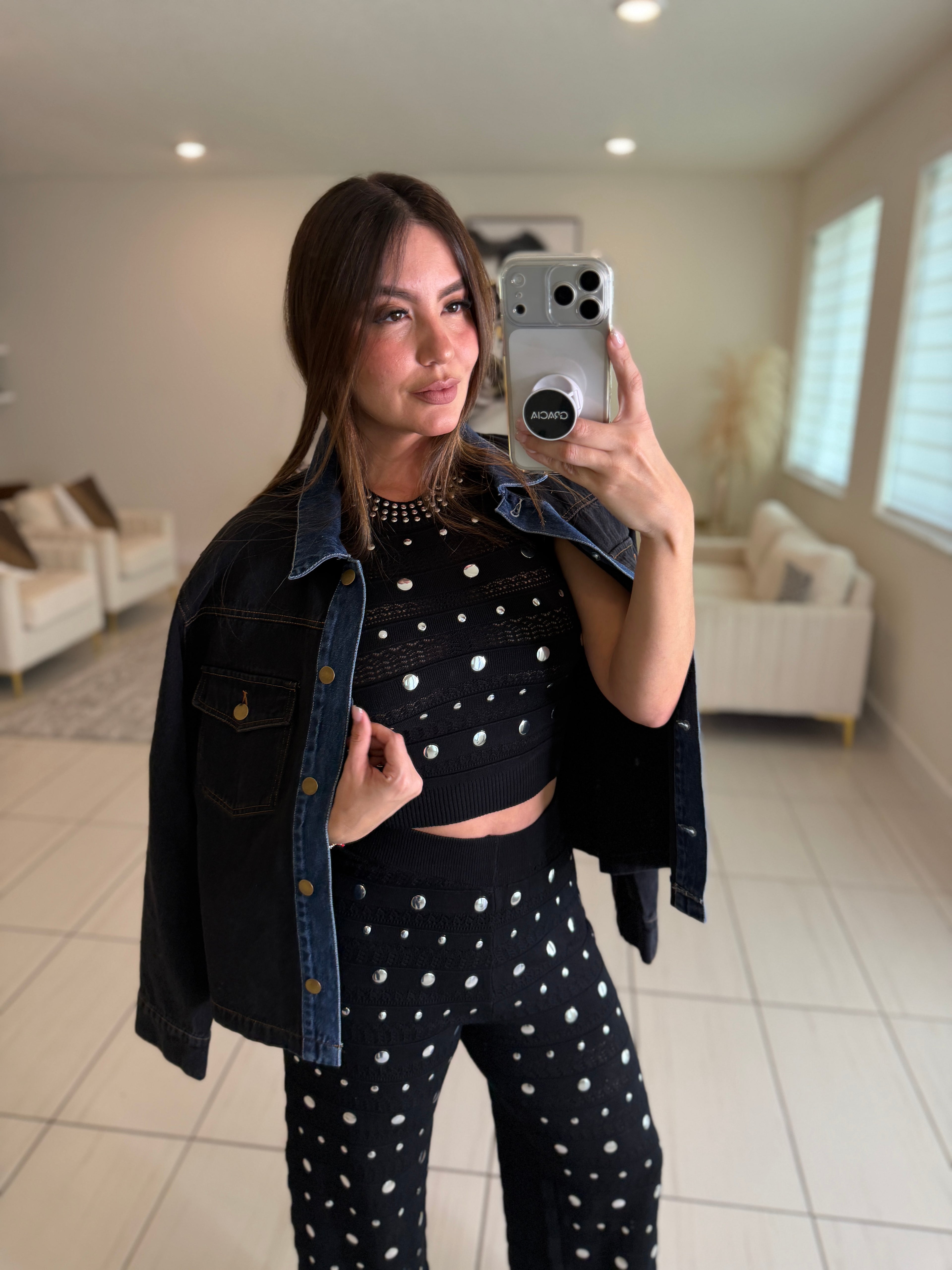 Iconic Contrast Black and Blue Denim Jacket