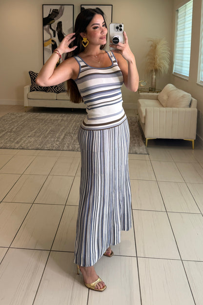 Linear Muse Stripes Blue Maxi Dress