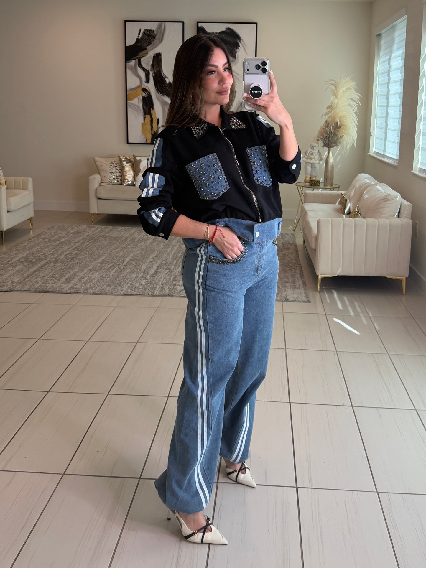 Iconic Black and Denim Contrast Set