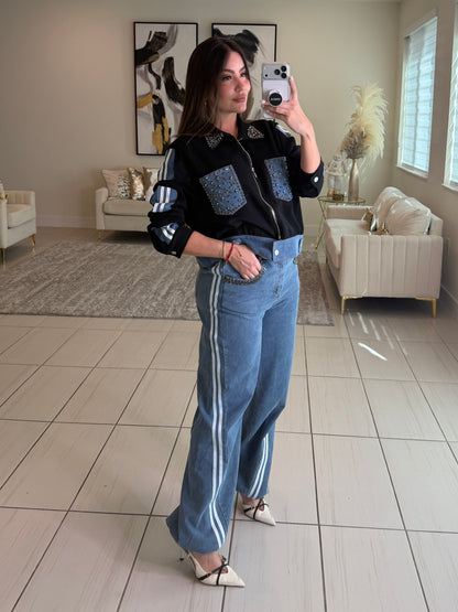 Iconic Black and Denim Contrast Set