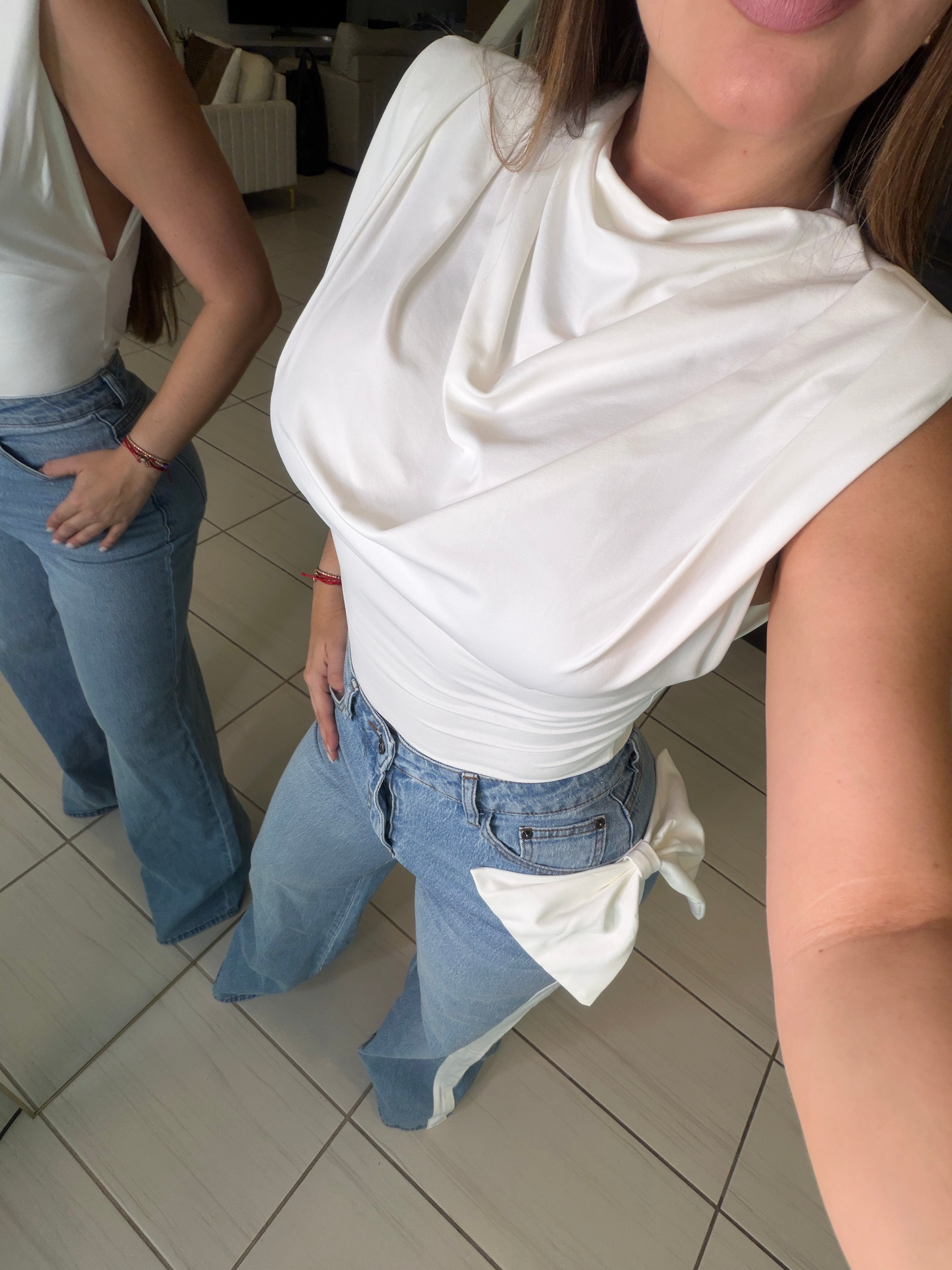 Opulent Bow Blue Denim Pants