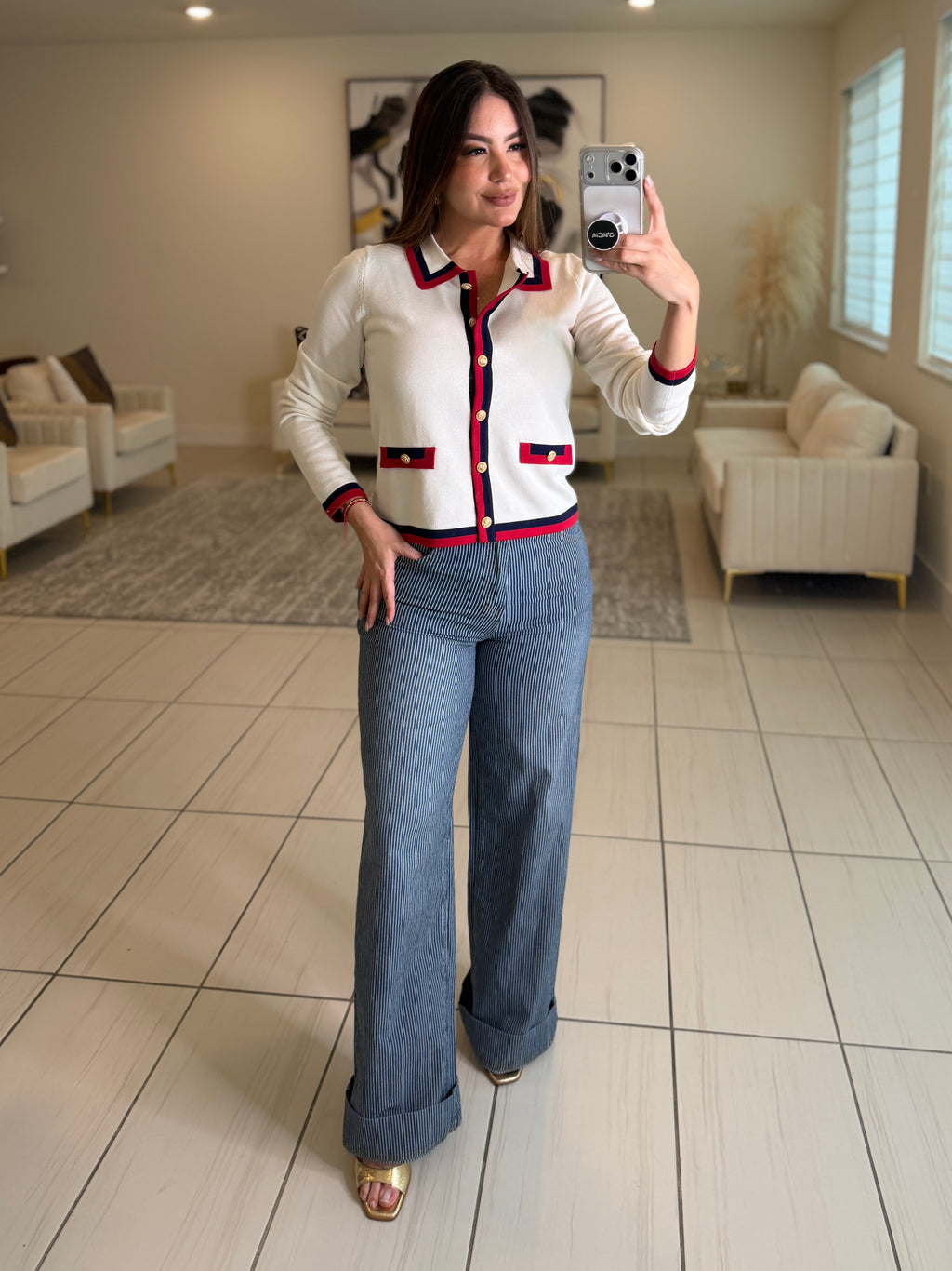 Power Lines Stripes Denim Pants