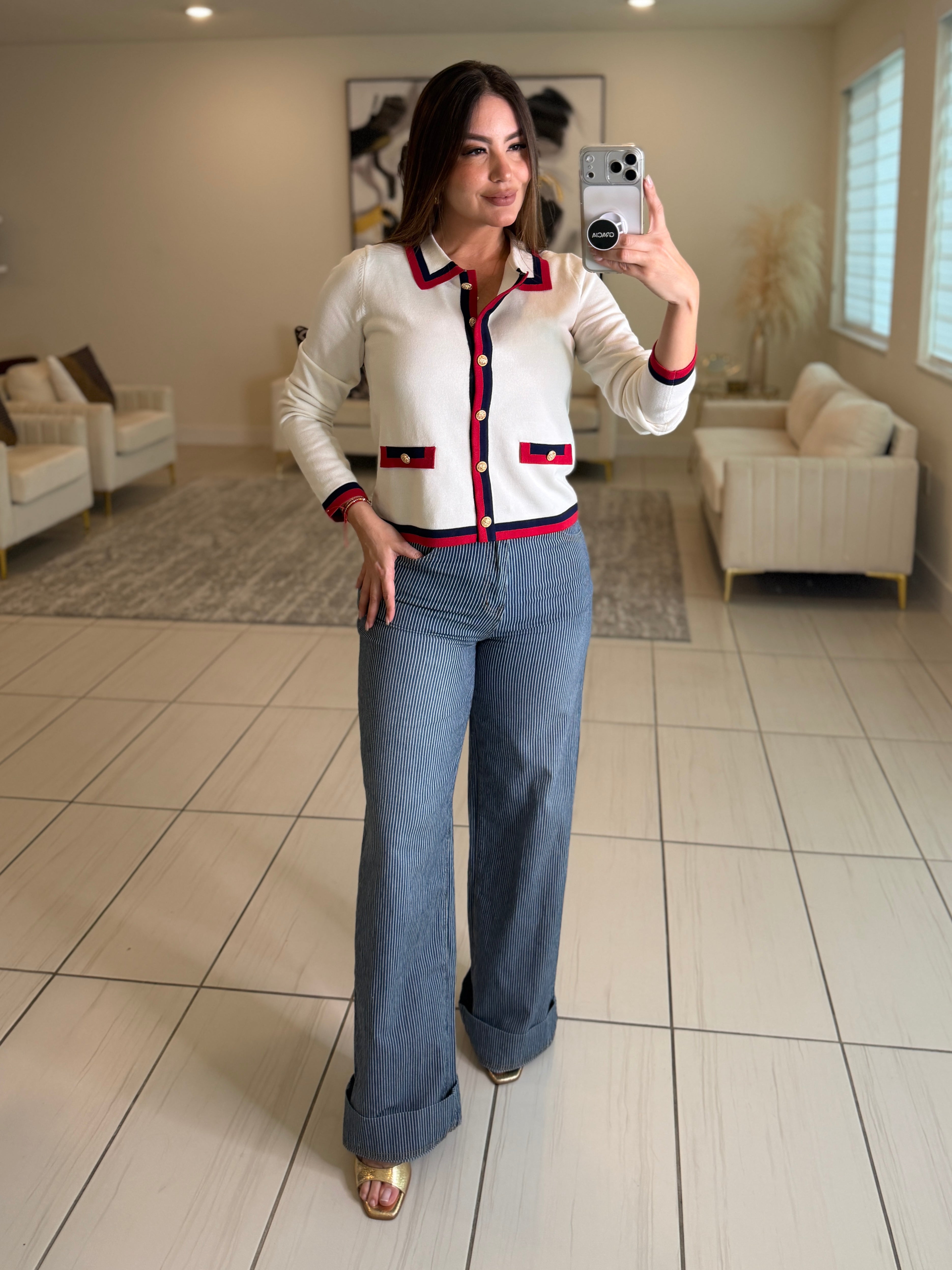 Power Lines Stripes Denim Pants