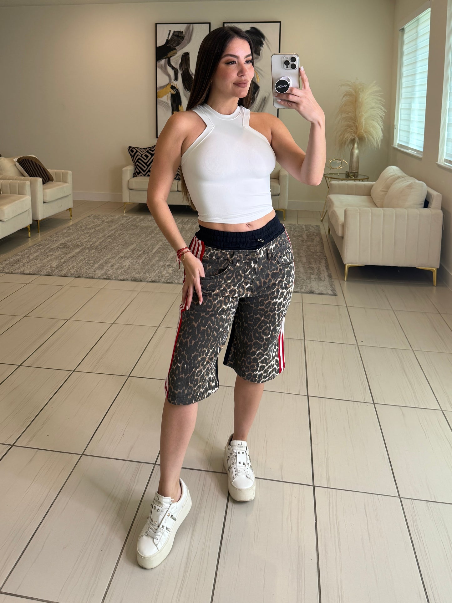 Wild Leopard Red Strip Short