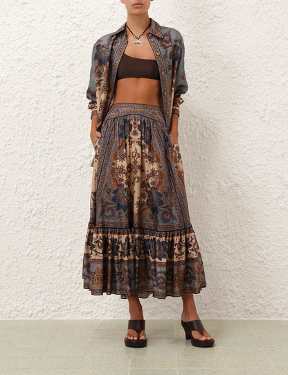 Ascension Tiered Midi Skirt Set