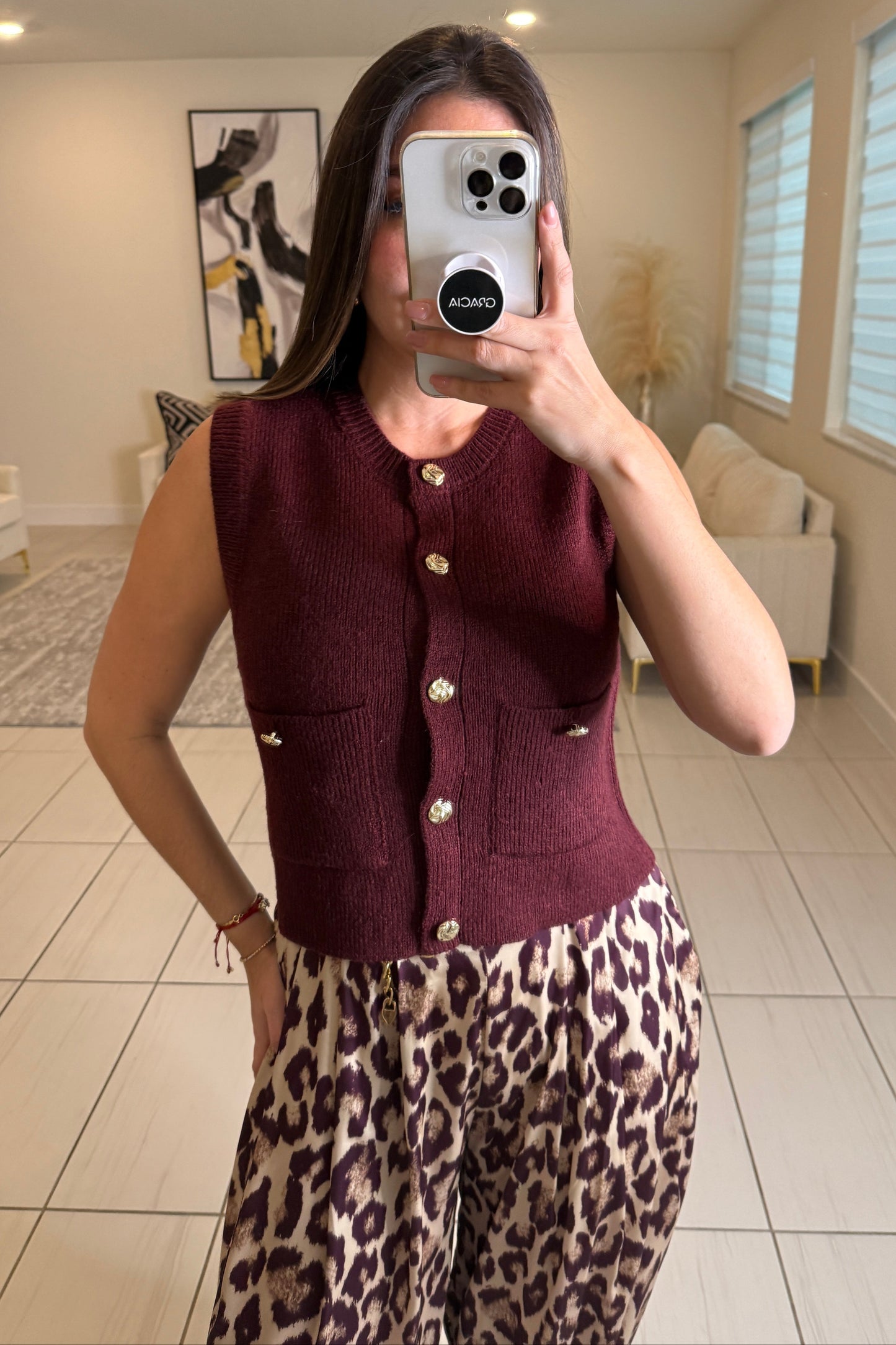 Simplicity Charm Knit Red Wine Vest
