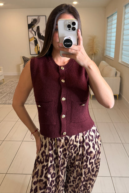 Simplicity Charm Knit Red Wine Vest
