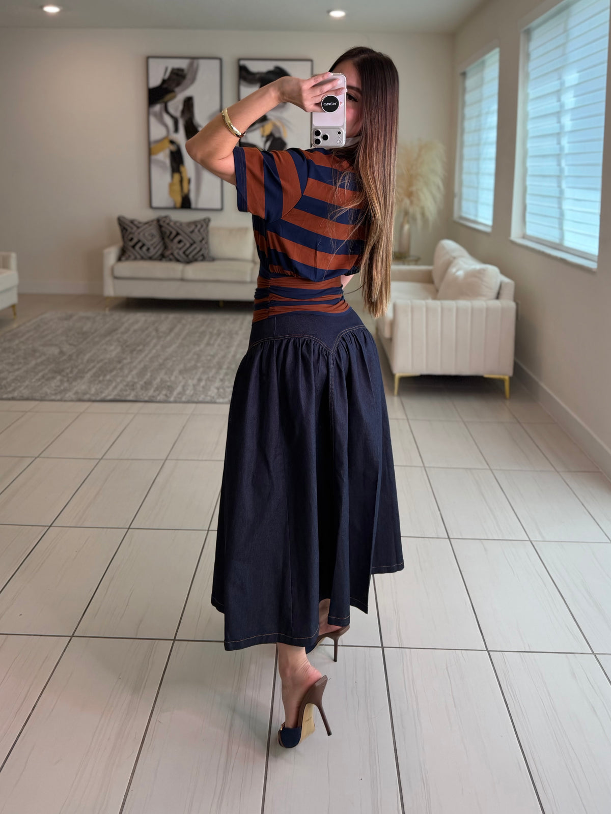 Sweet Stripes Brown and Blue Top