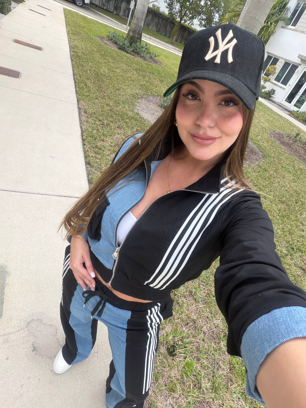 Divine Black and Denim Contrast Pant Set