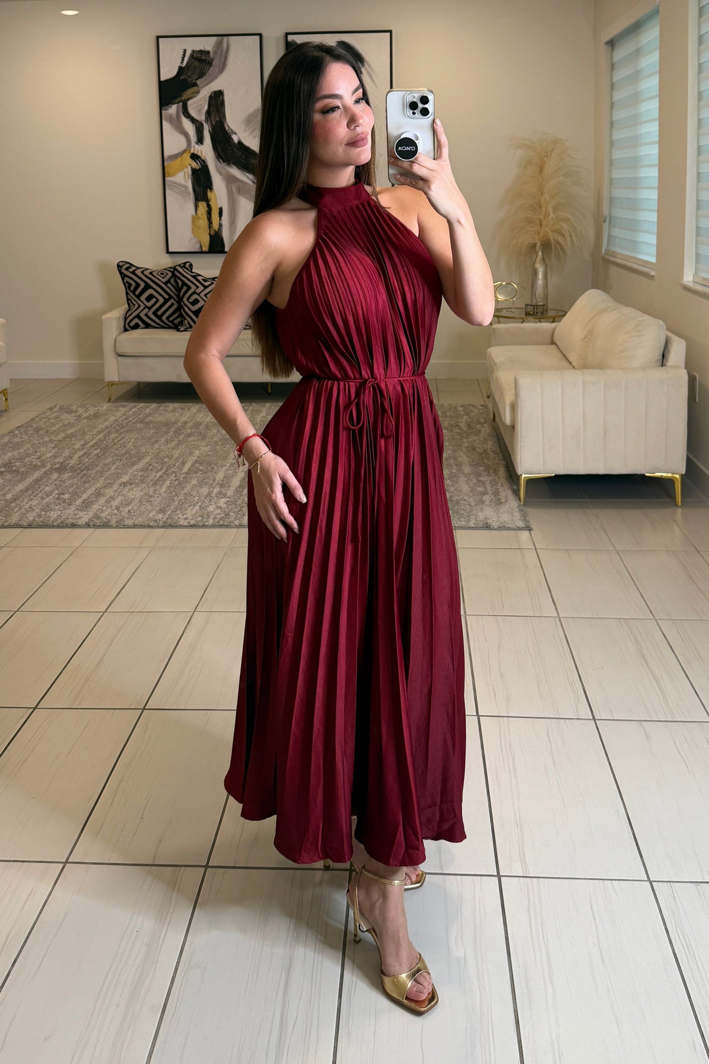 Radiant Red Wine Midi Dress