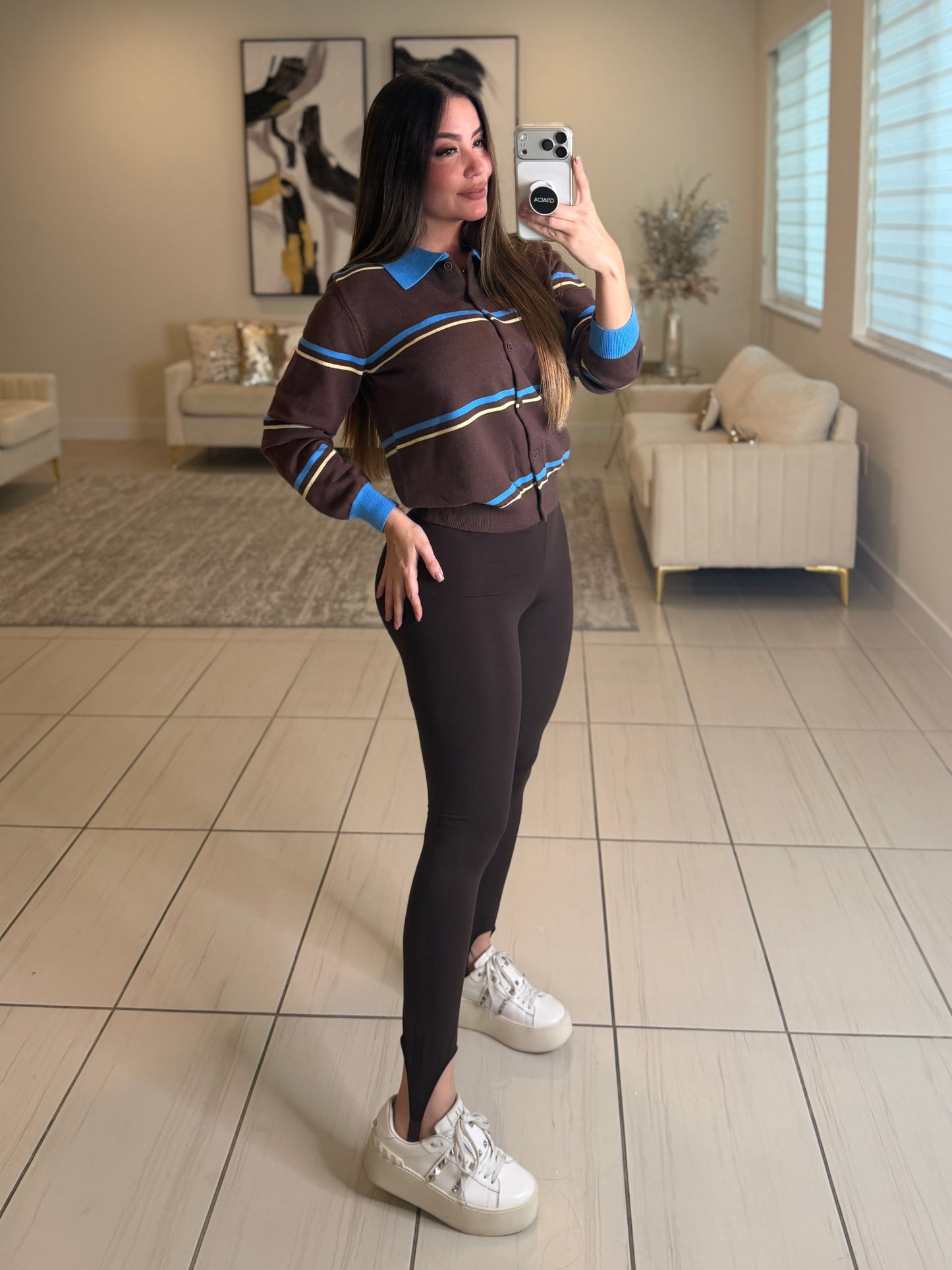 Empire Code Knit Brown Sweater