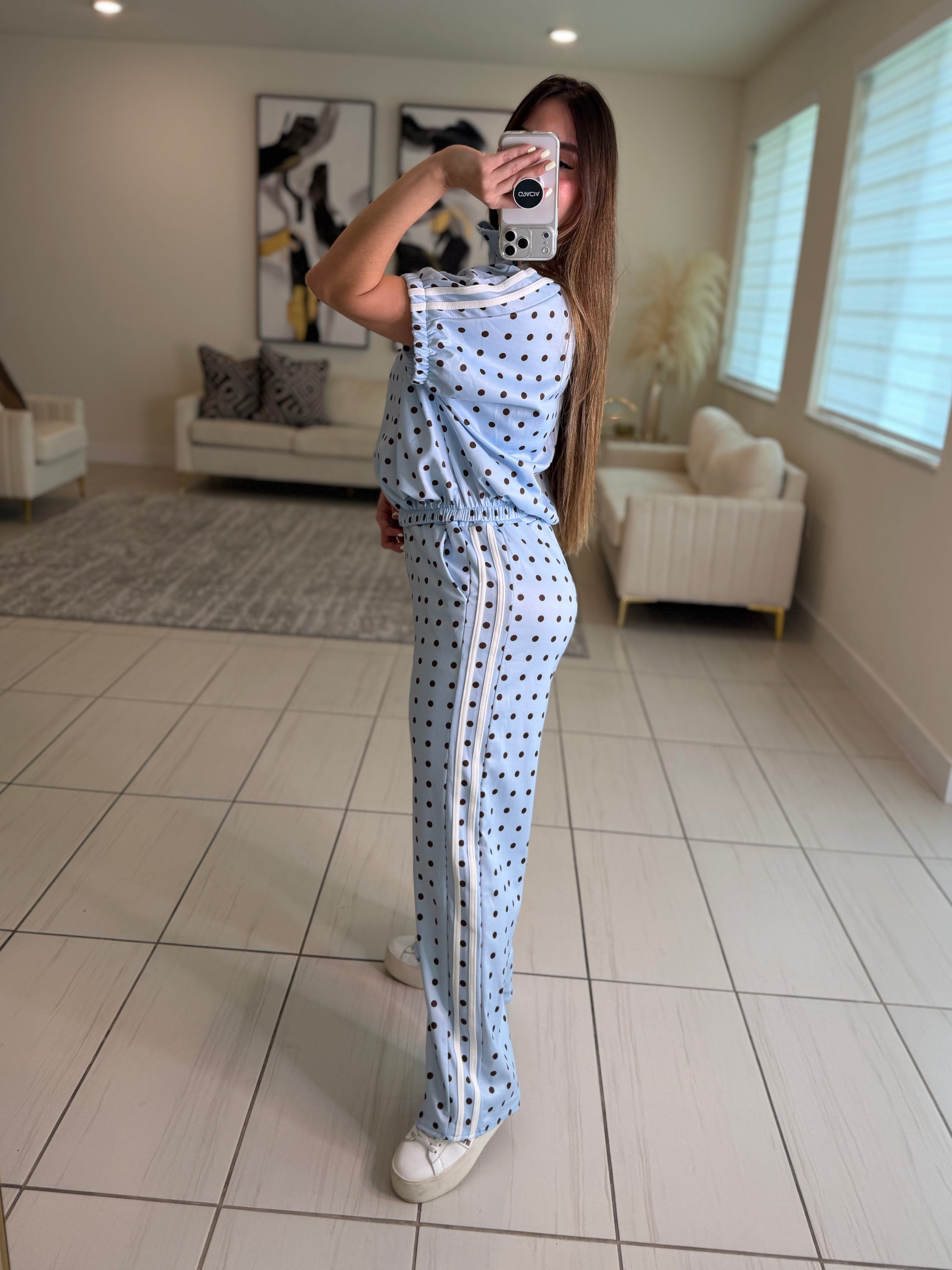 Italian Dots Blue Pants Set