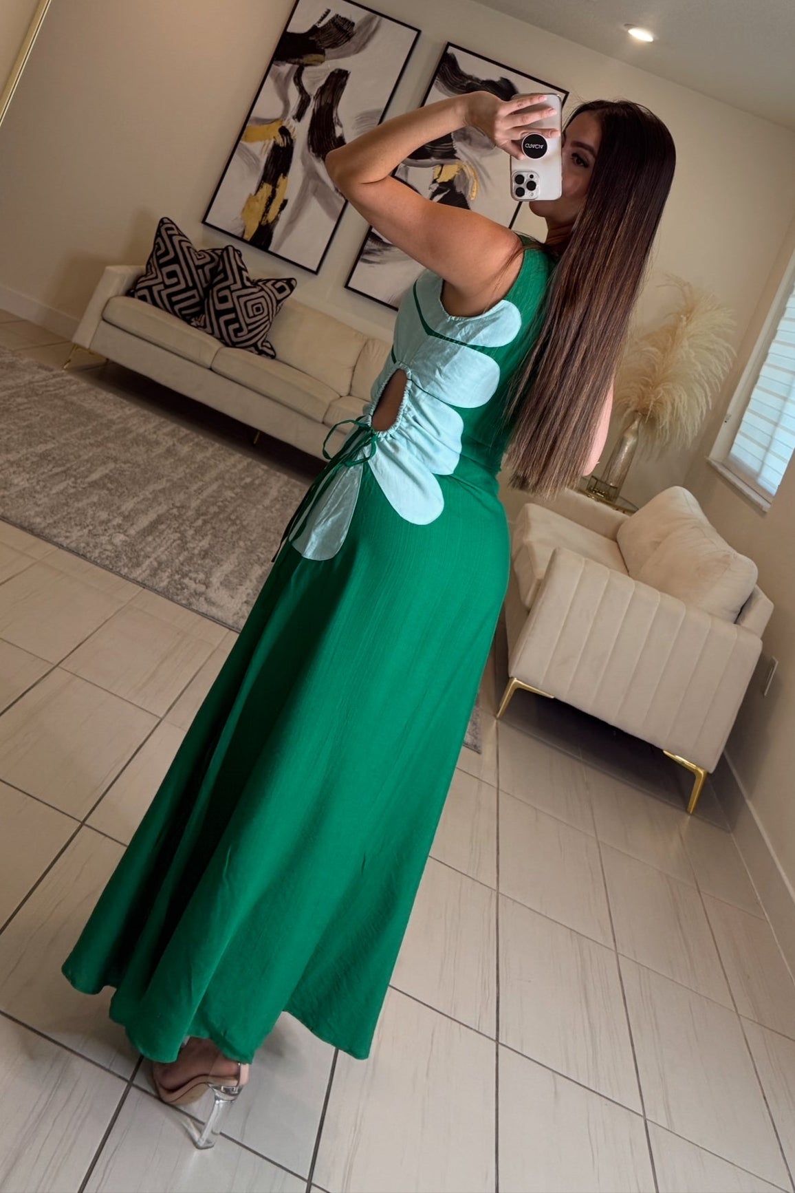 Poetic Love Floral Green Midi Dress