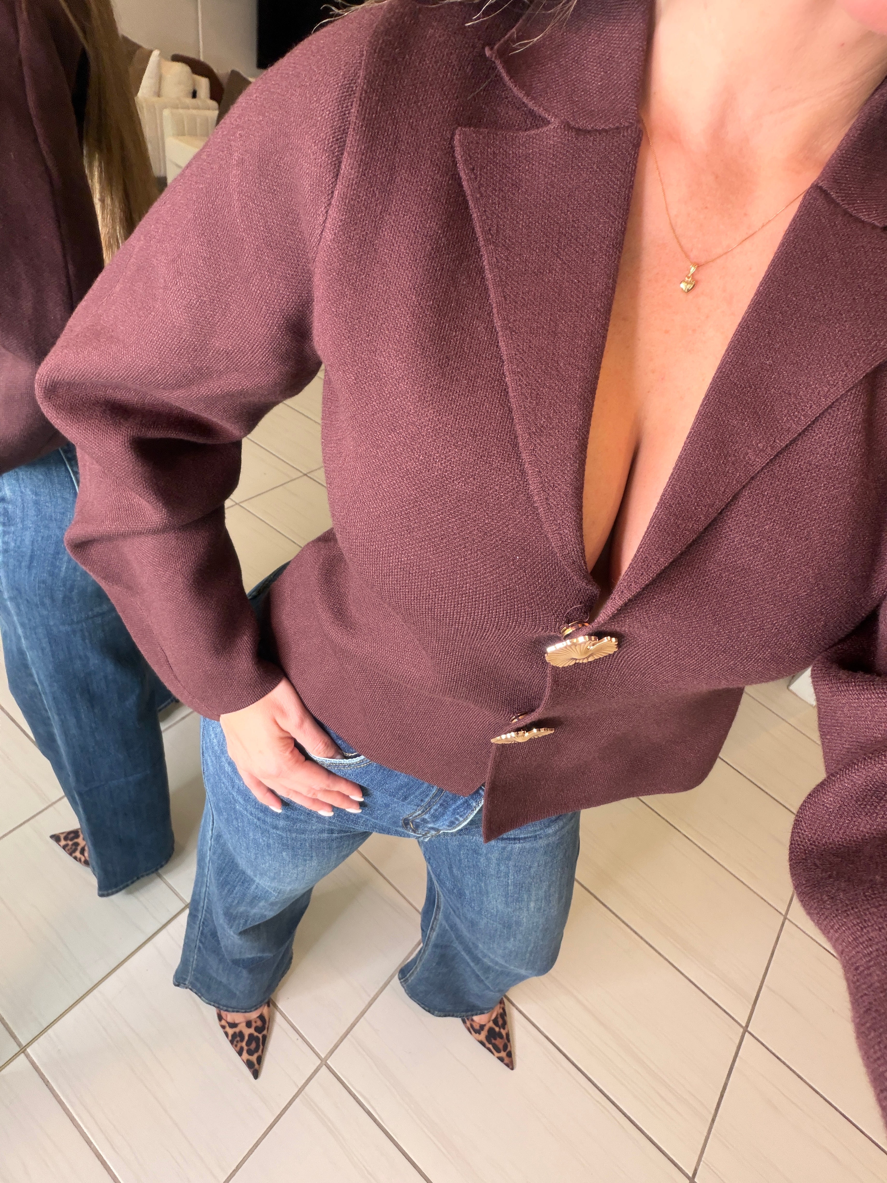 Empire Code Knit Brown Sweater