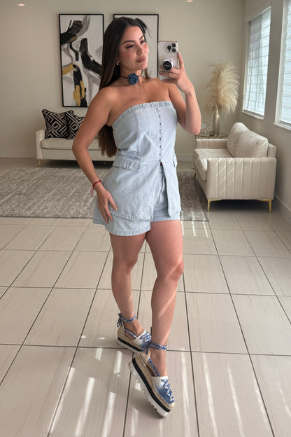 Streetlight Stroll Denim Short Set