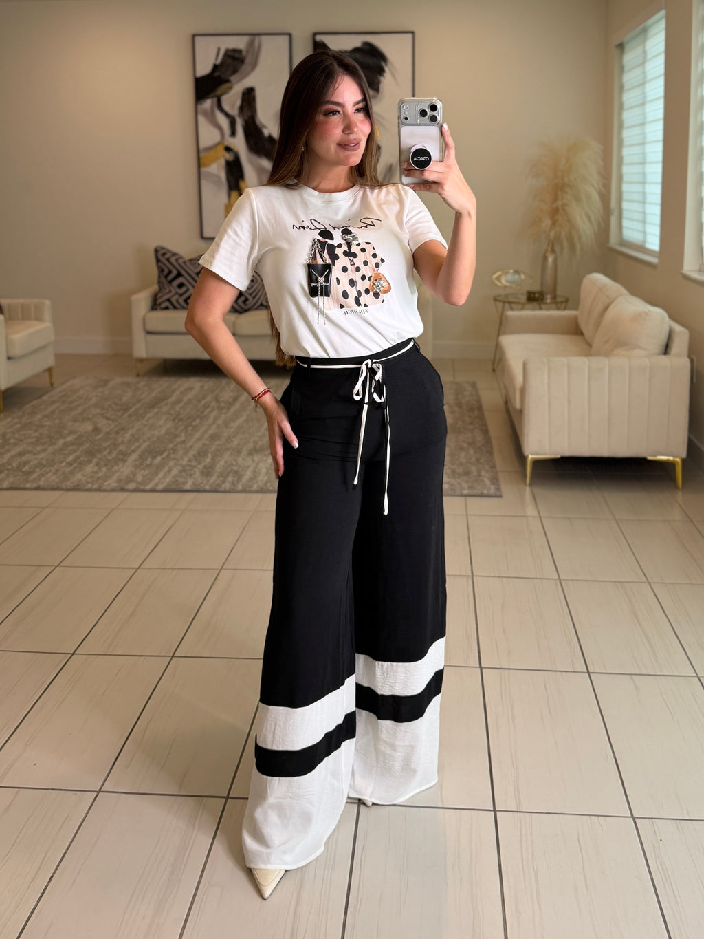 Command Attention Black Palazzo Pants
