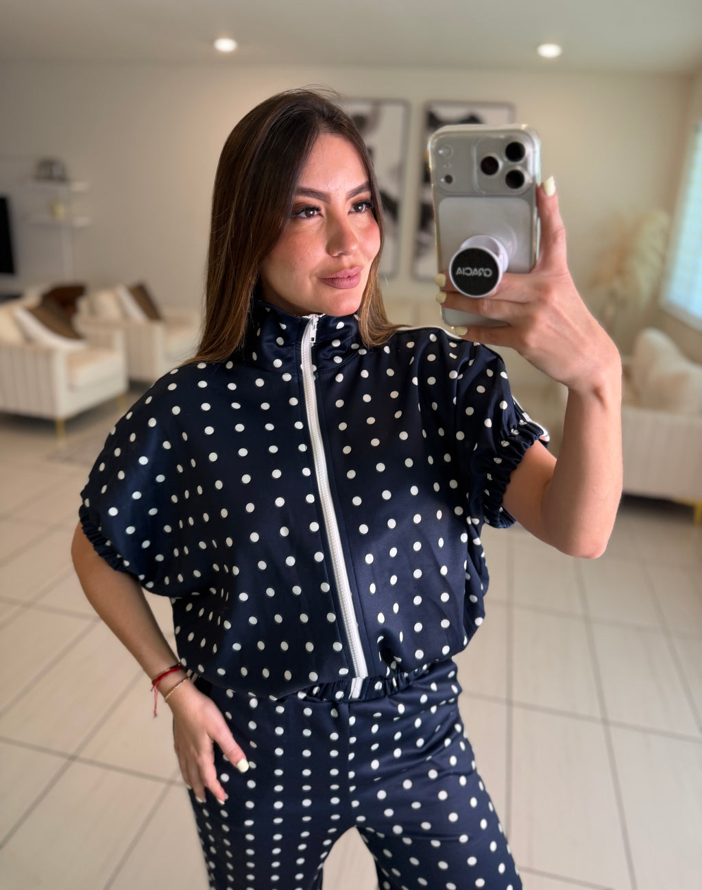Italian Dots Navy Blue Pants Set