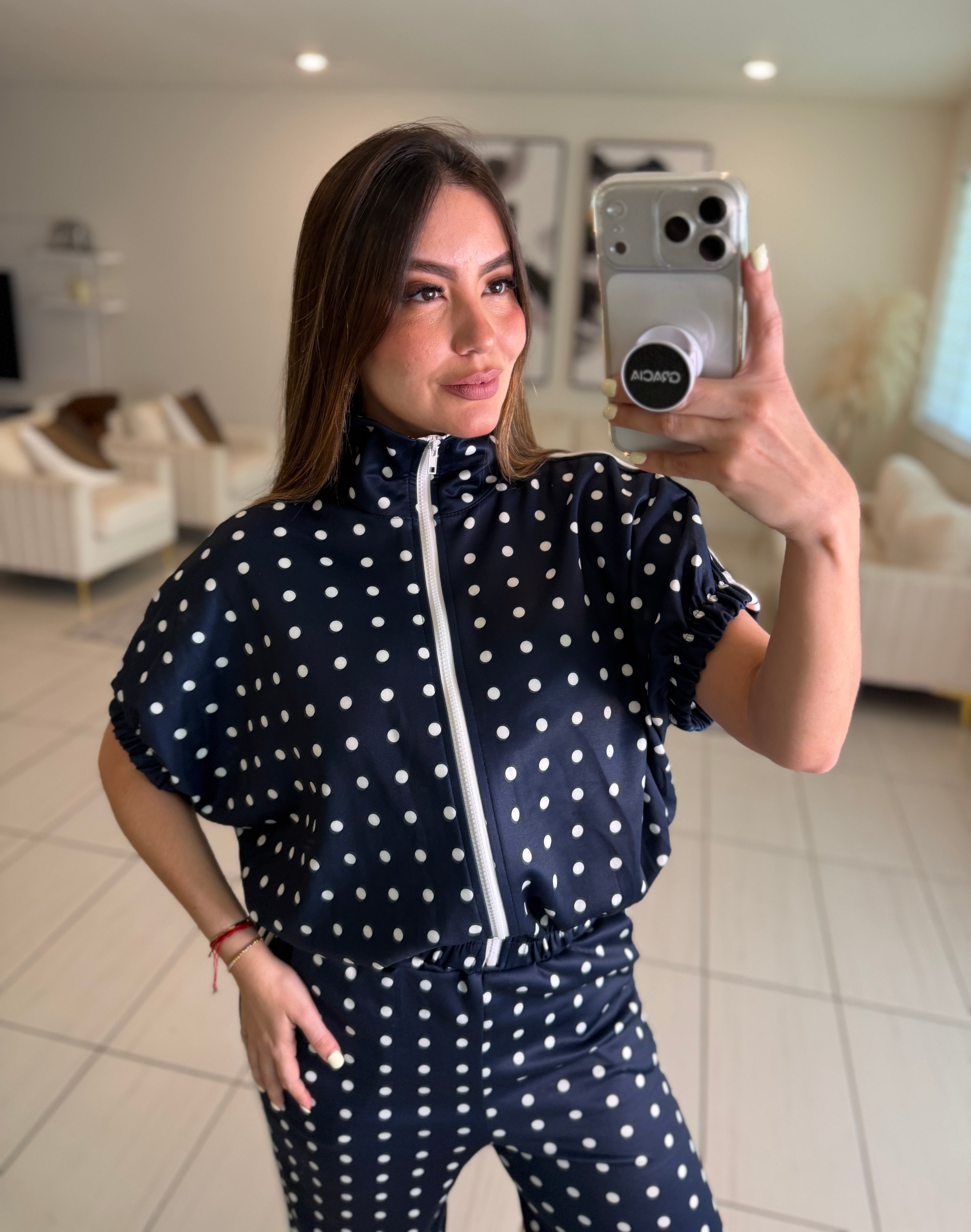 Italian Dots Navy Blue Pants Set