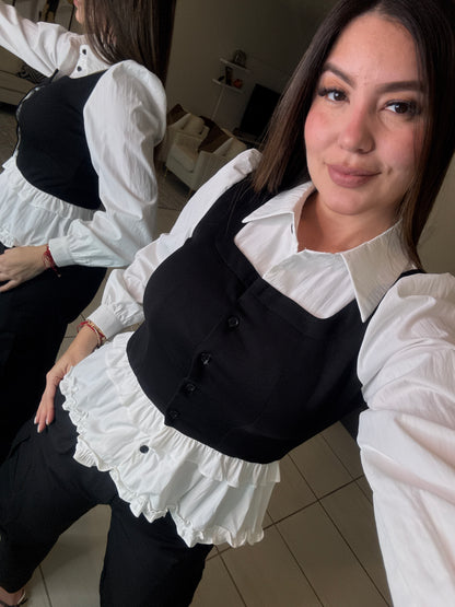 Favorite Contrast White and Black Shirt