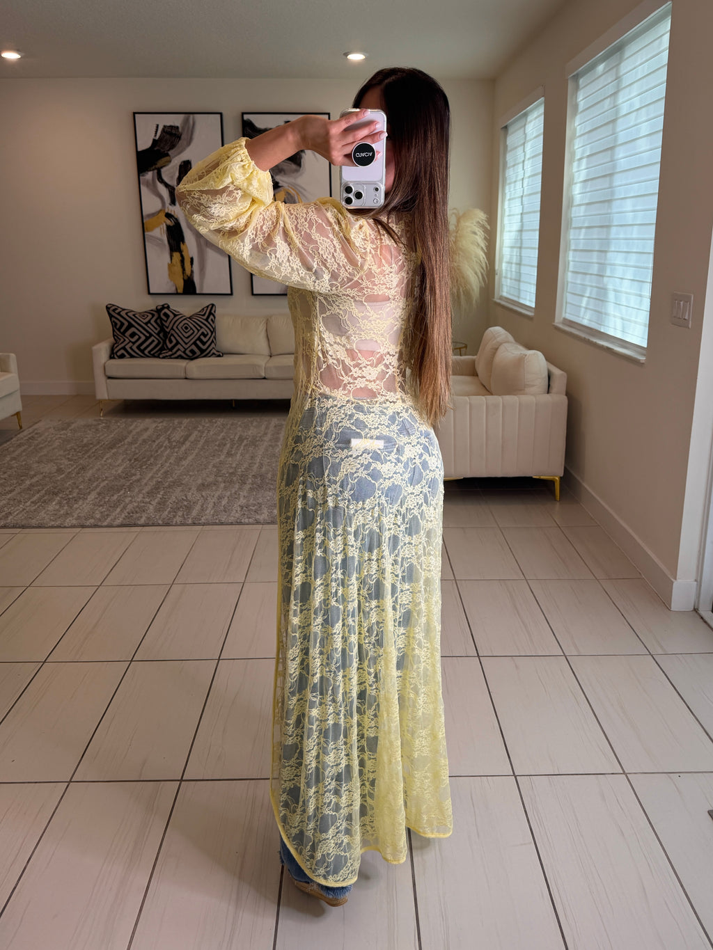 Eternal Muse Lace Yellow Maxi Top