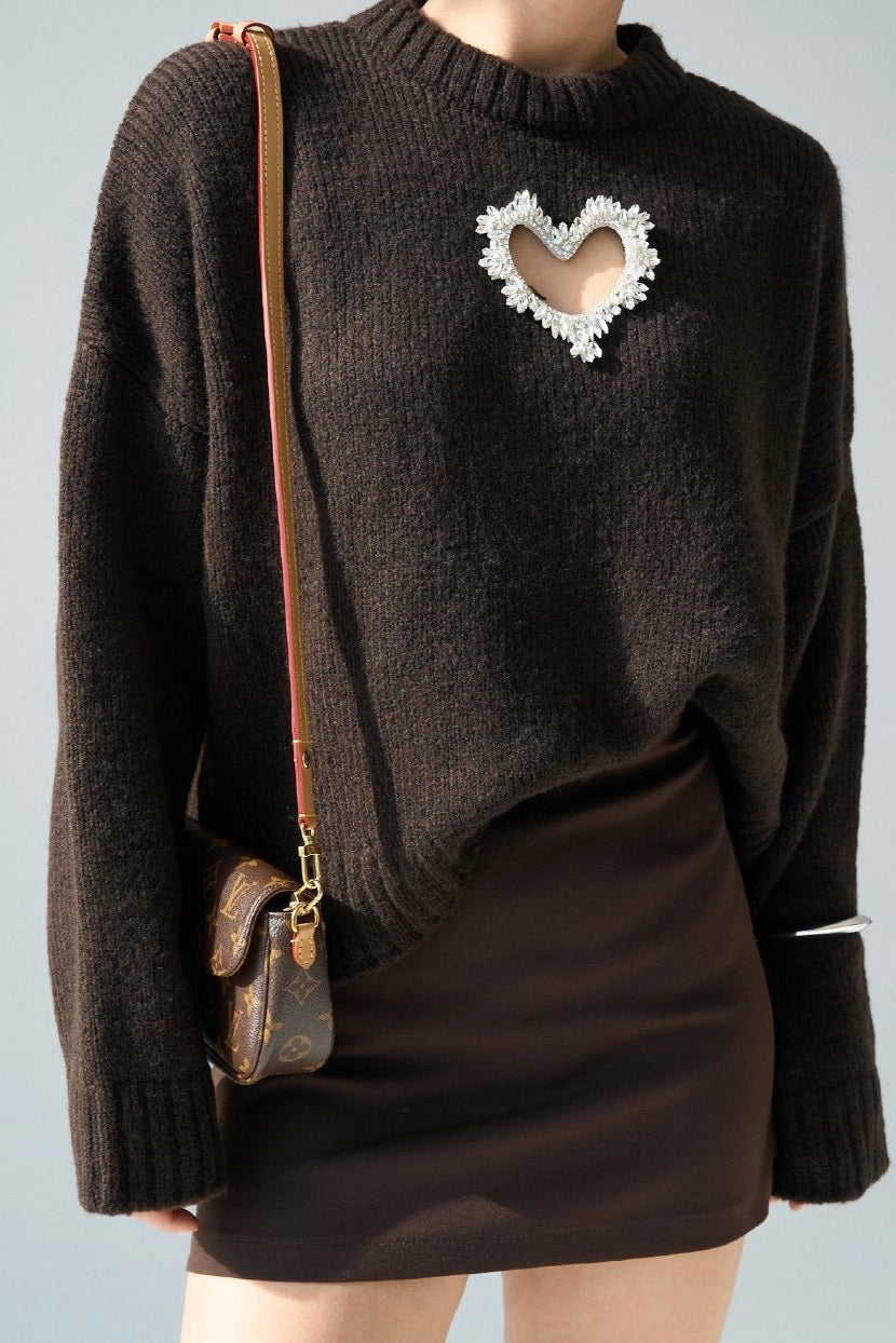 Shiny Heart on a Brown Sweater