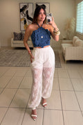 Sweet Lace White Balloon Pants