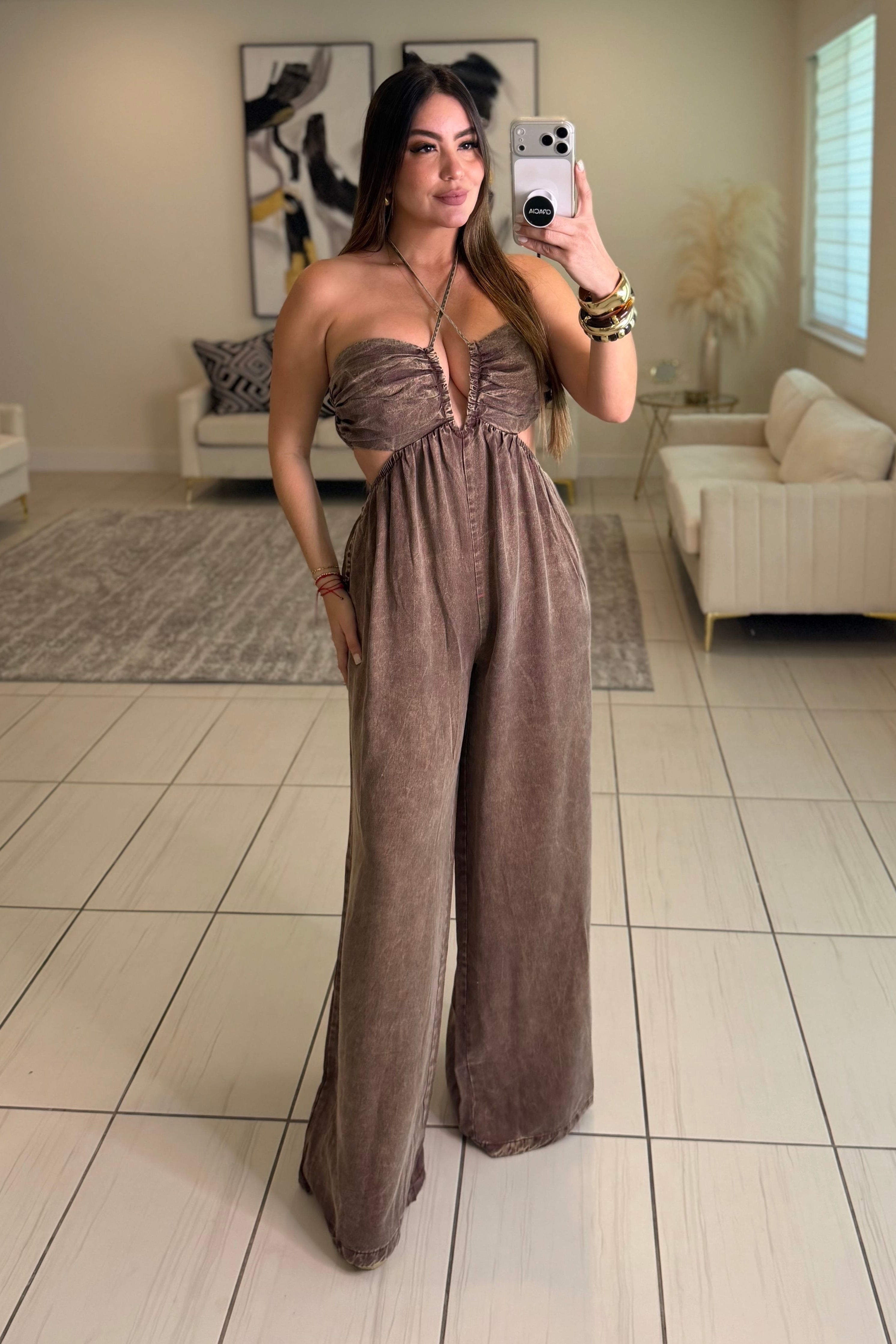 Irresistible Intentions Brown Jumpsuit