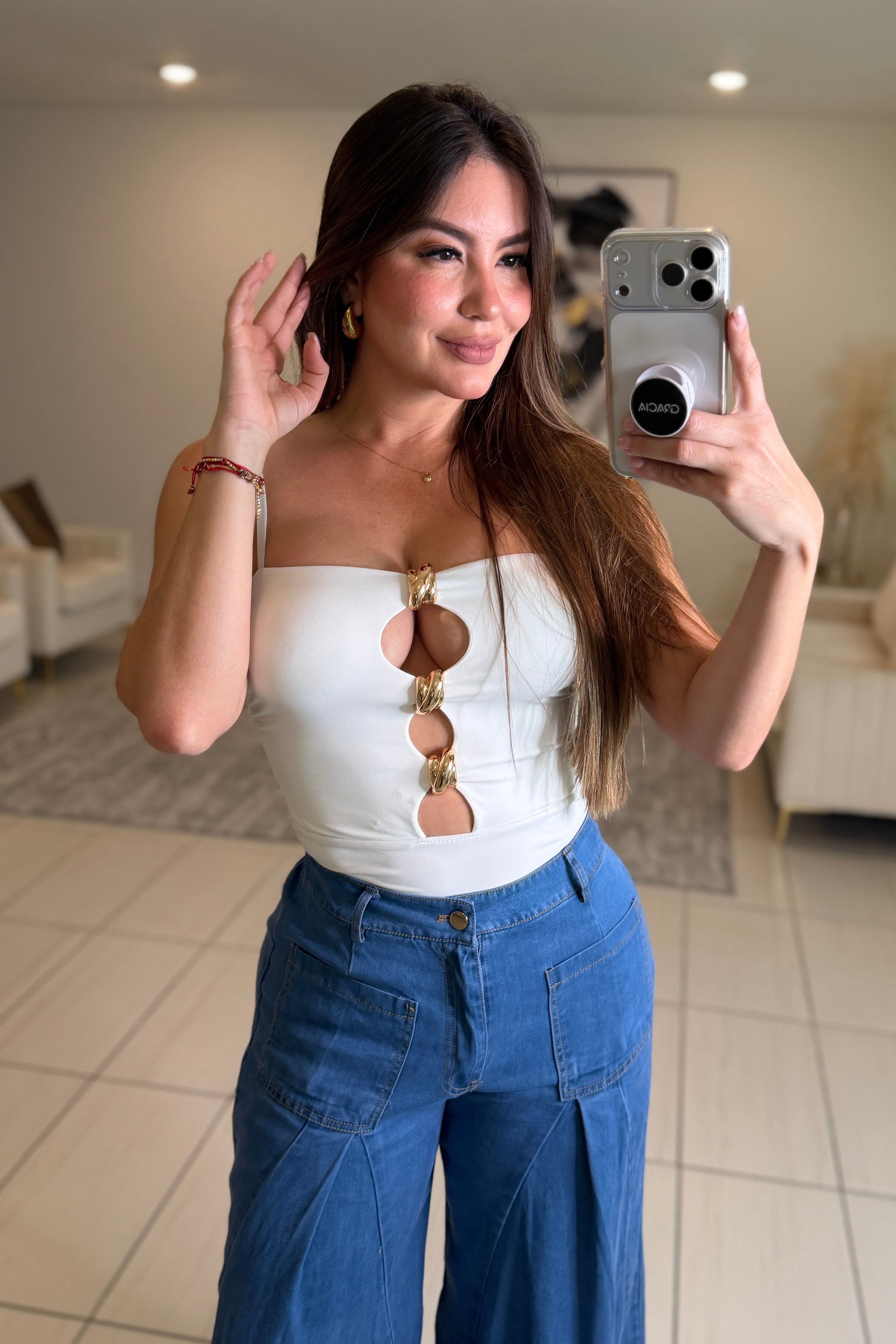 Sculpted Ease White Bodysuit