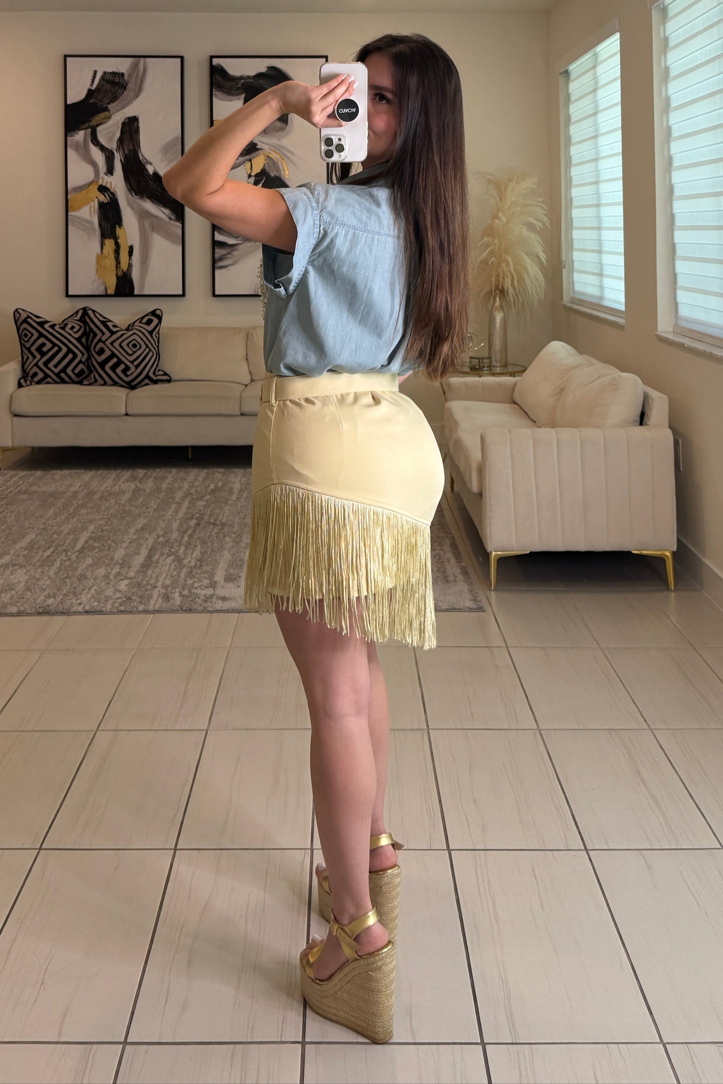 Glow Sand Fringe Skirt