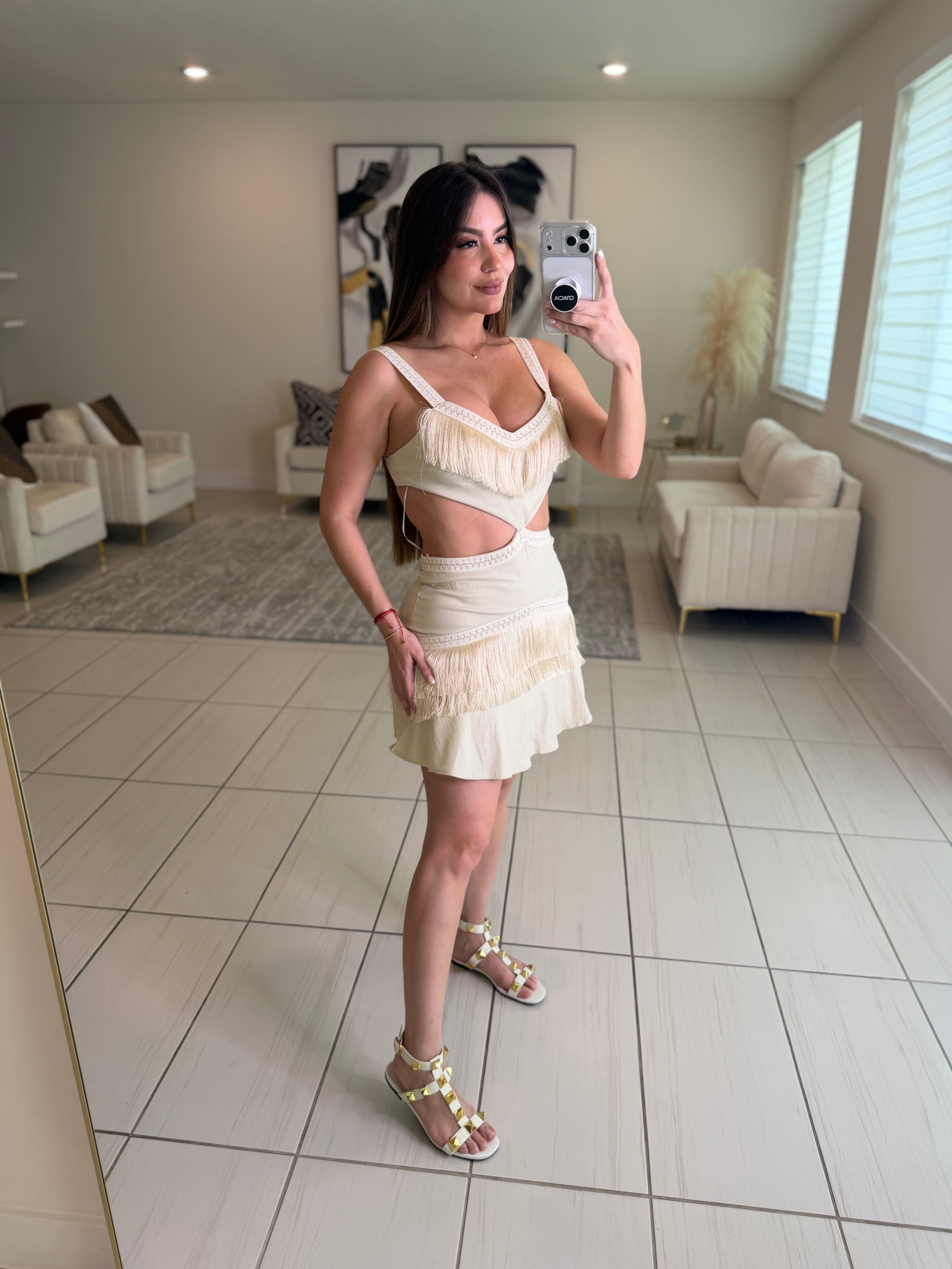 Solar Seduction Beige Dress