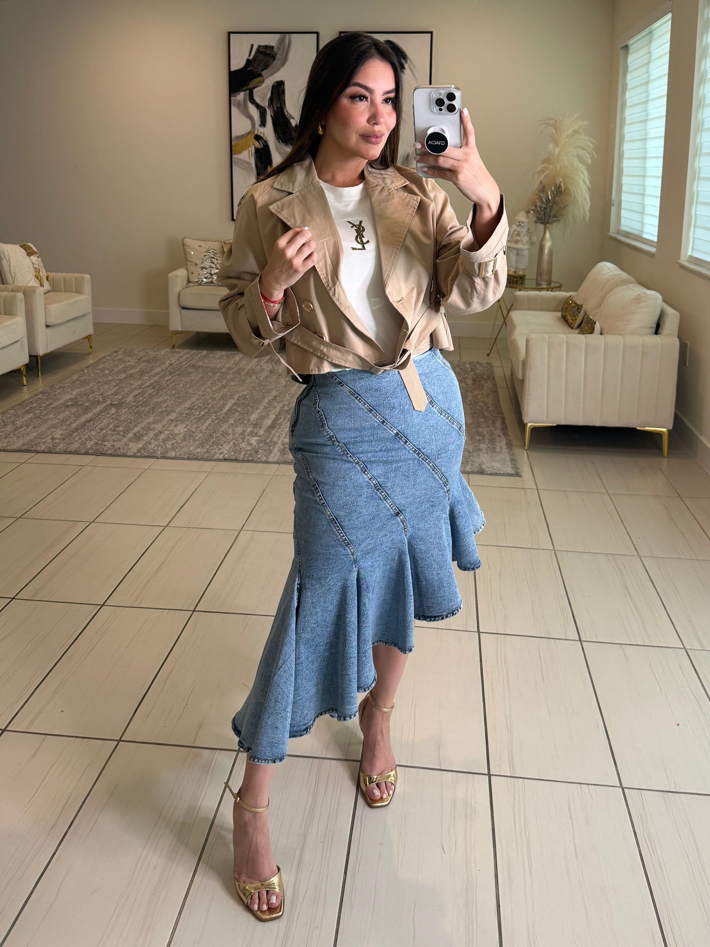 Veiled Motion Denim Skirt