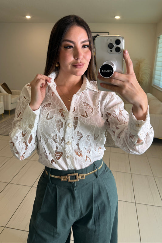 Petal Crochet White Top