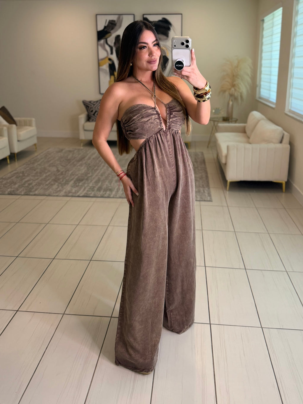 Irresistible Intentions Brown Jumpsuit