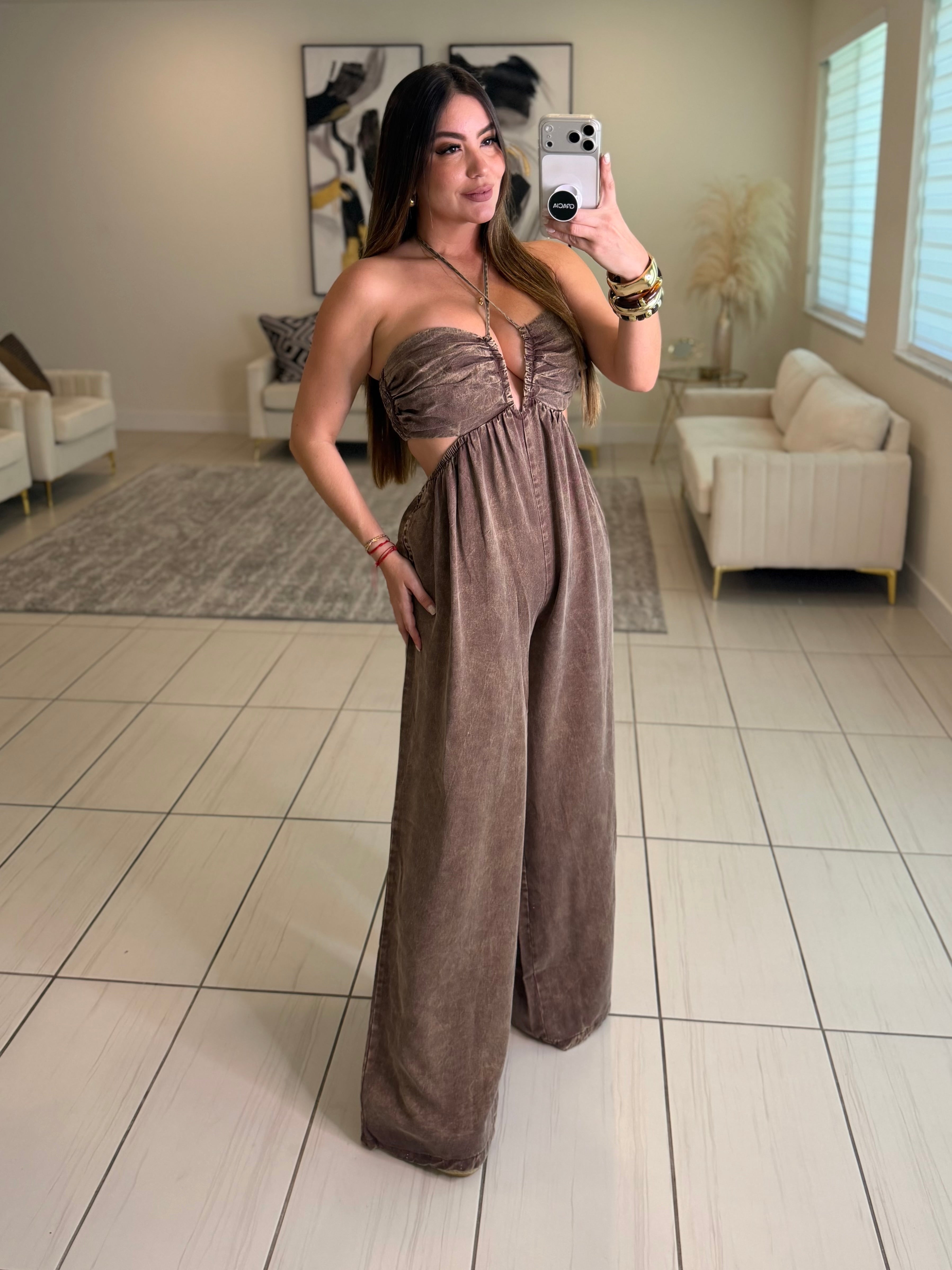 Irresistible Intentions Brown Jumpsuit